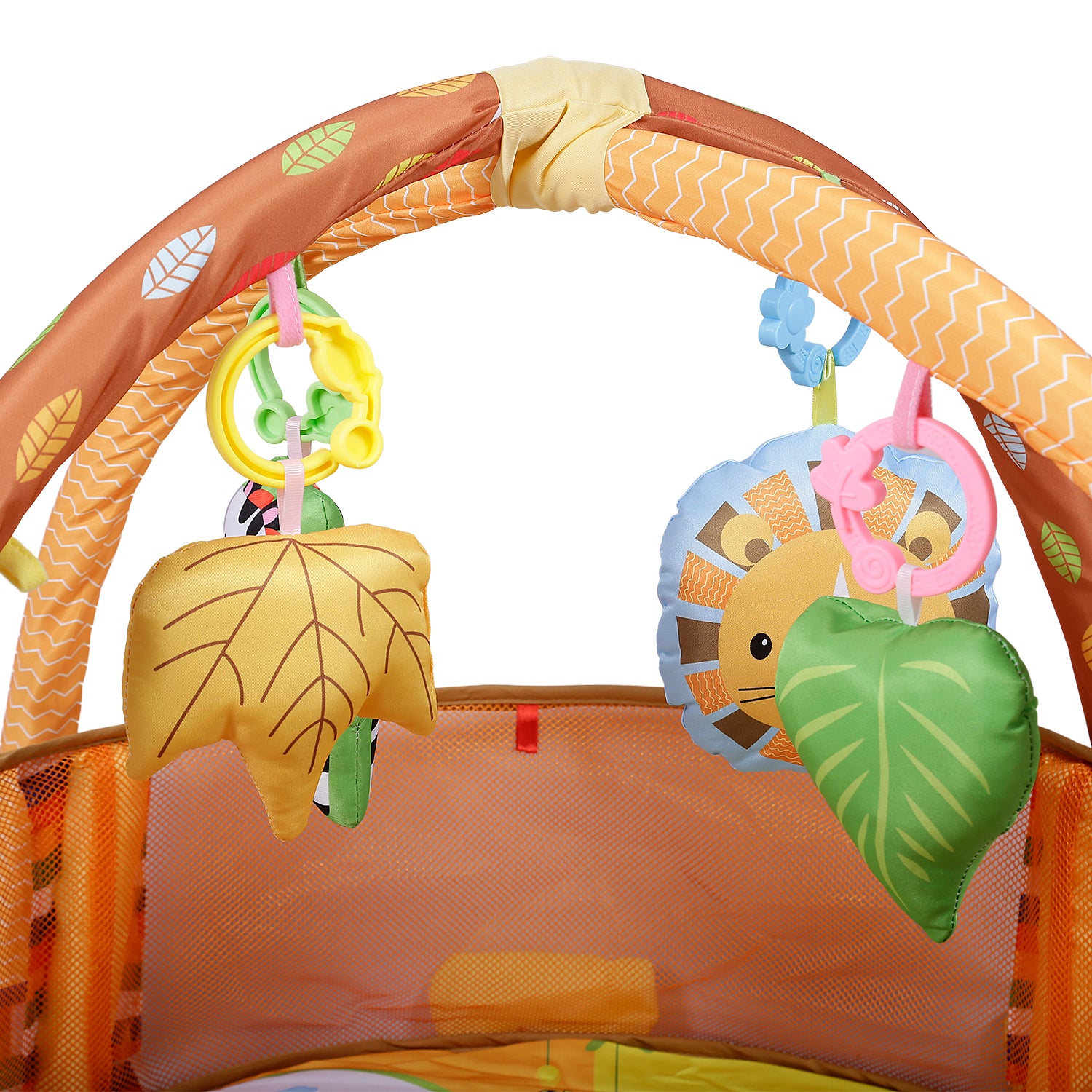 Lion Infant Play Mat Activity Gym With Hanging Toys And Balls - Yellow