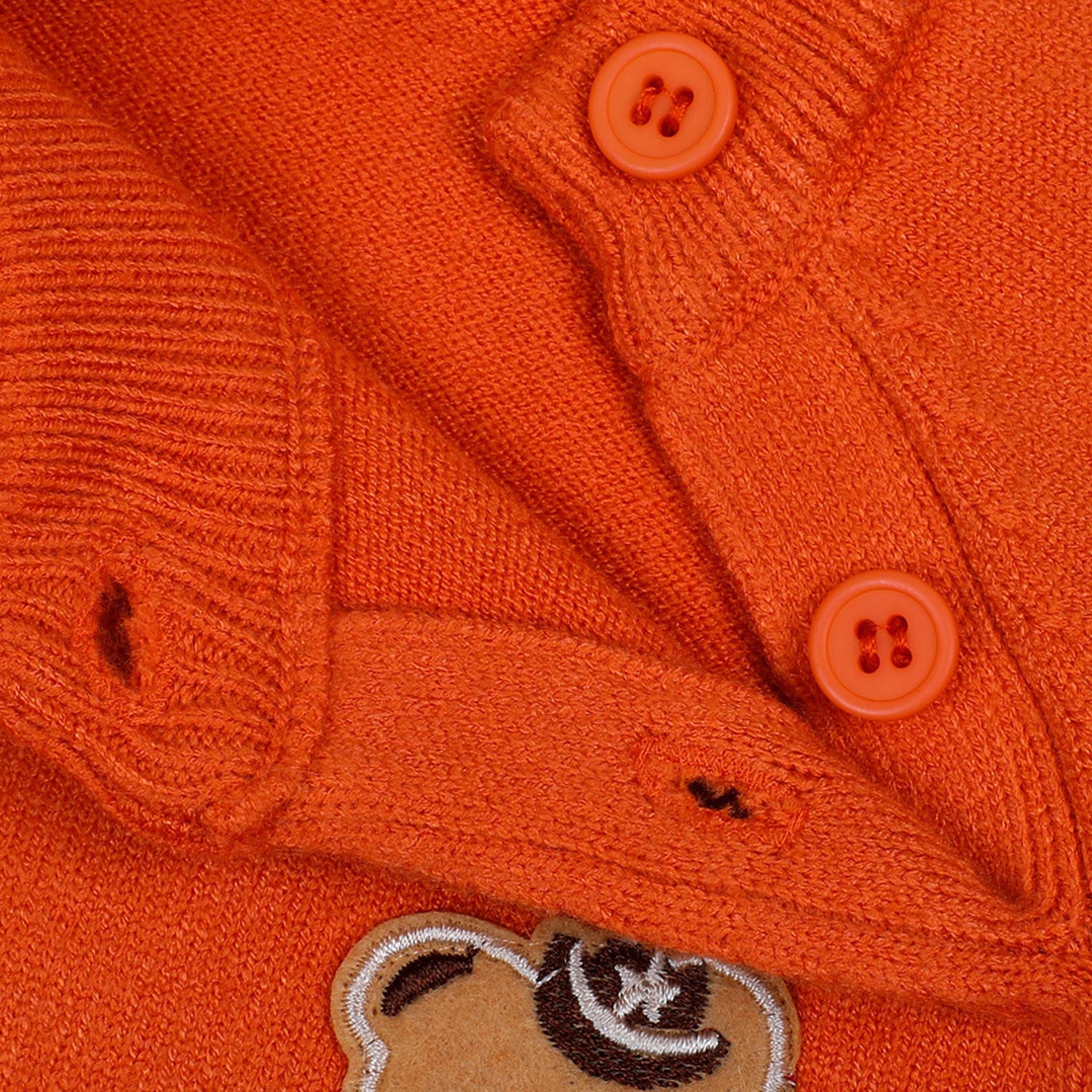 Bear Embroidery Premium Full Sleeves Knitted Sweater - Orange