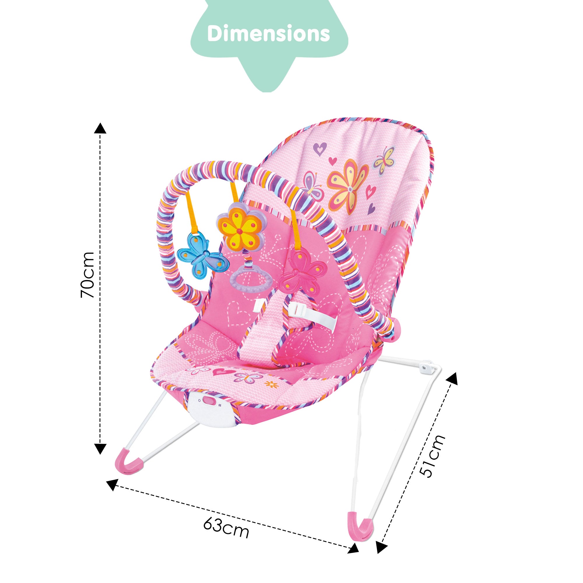 Jungle Friends Soothing Vibrations Bouncer Rocker With Musical Hanging Toys - Pink