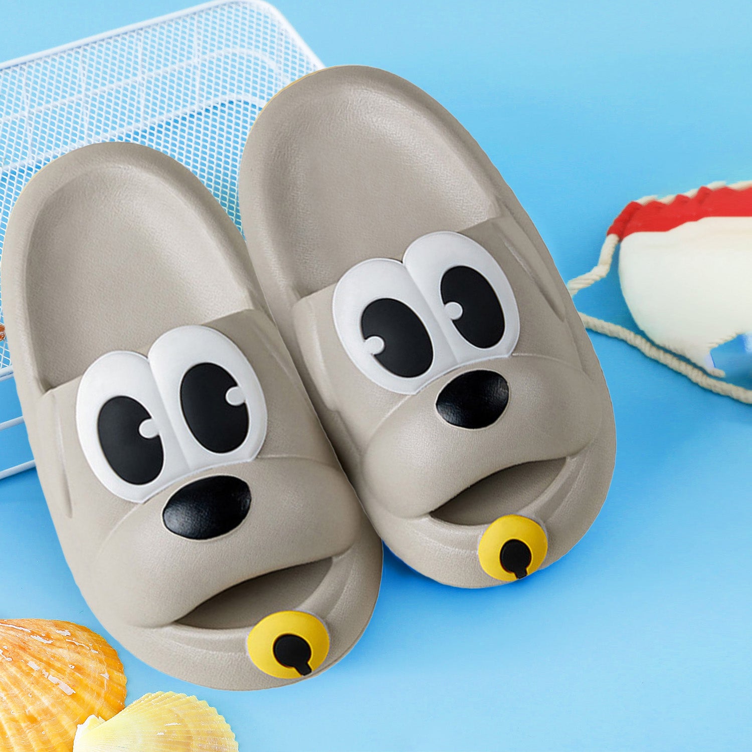 Baby Moo Dog Waterproof Soft Slippers Anti-Skid Sliders - Grey - Baby Moo