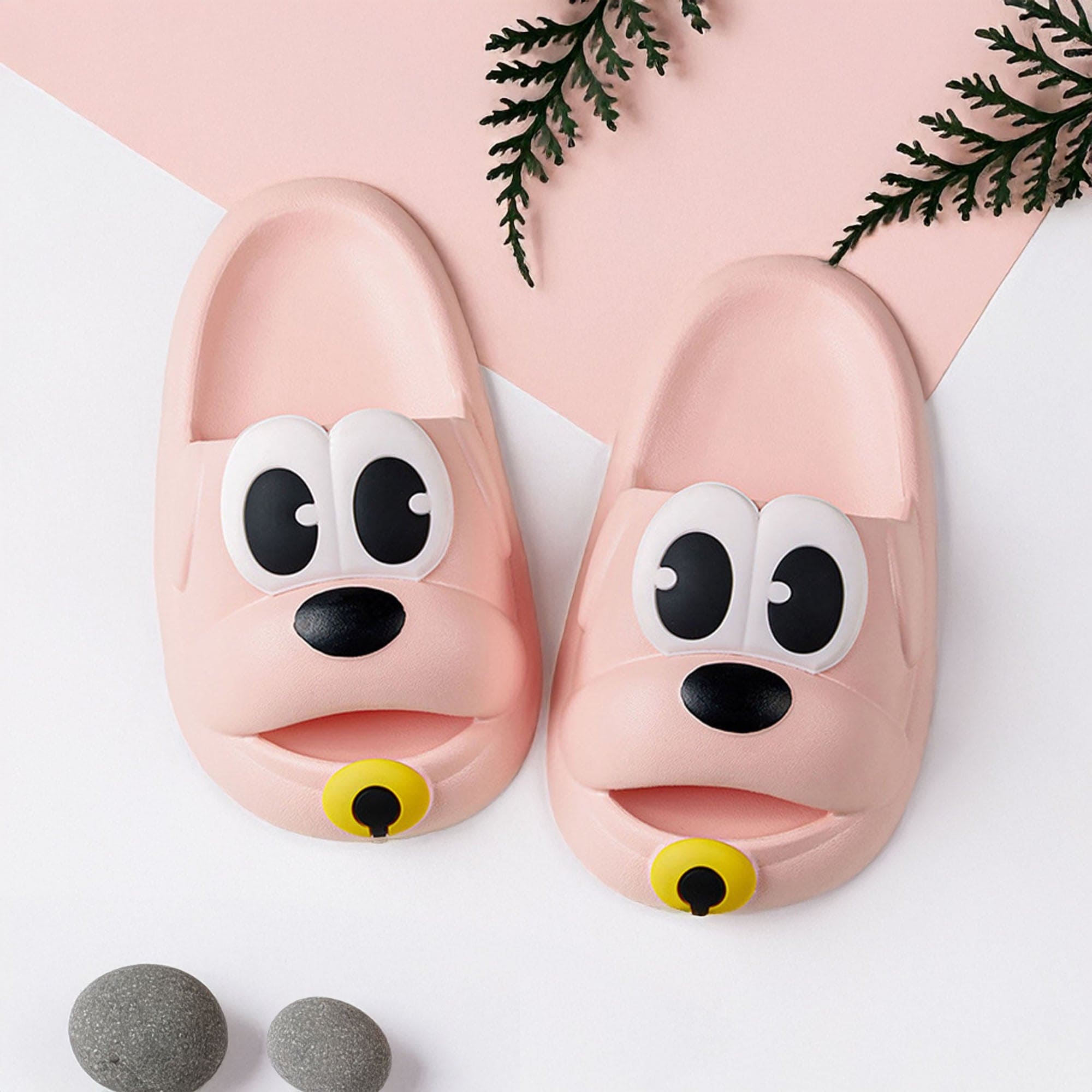 Baby Moo Dog Waterproof Soft Slippers Anti-Skid Sliders - Pink