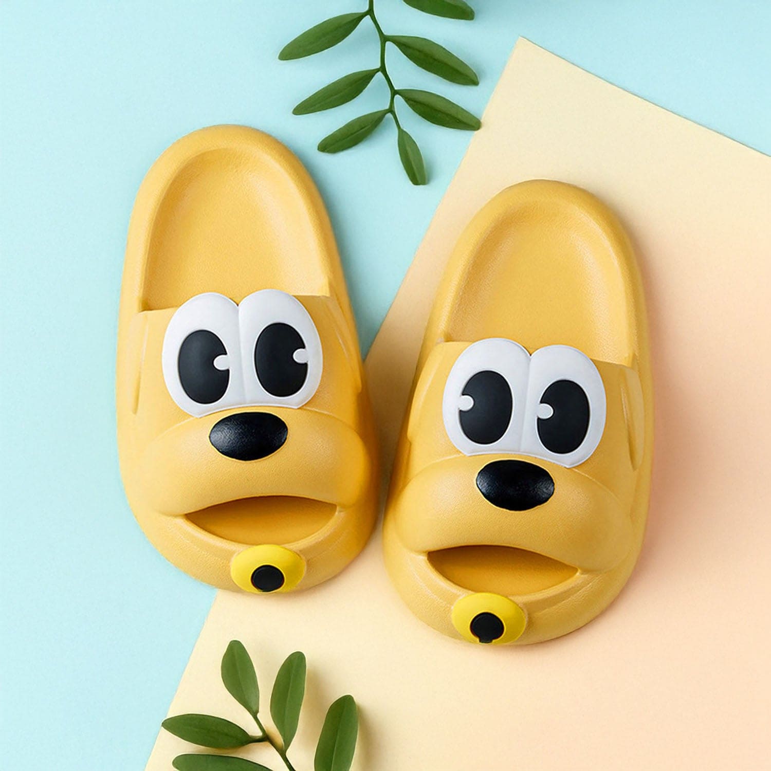 Baby Moo Dog Waterproof Soft Slippers Anti-Skid Sliders - Yellow