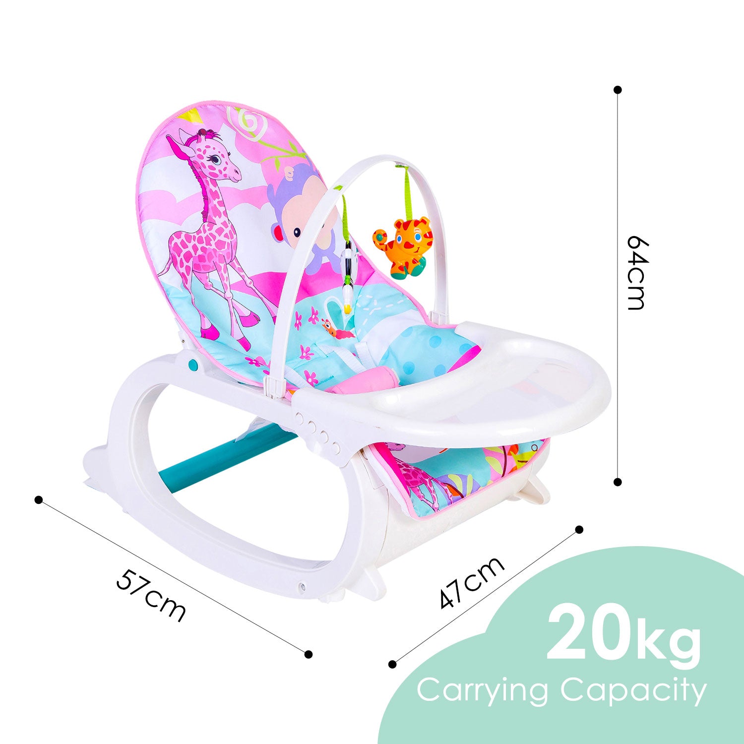 2 In 1 Rocker Cum Feeding Chair 20 Kg Pink