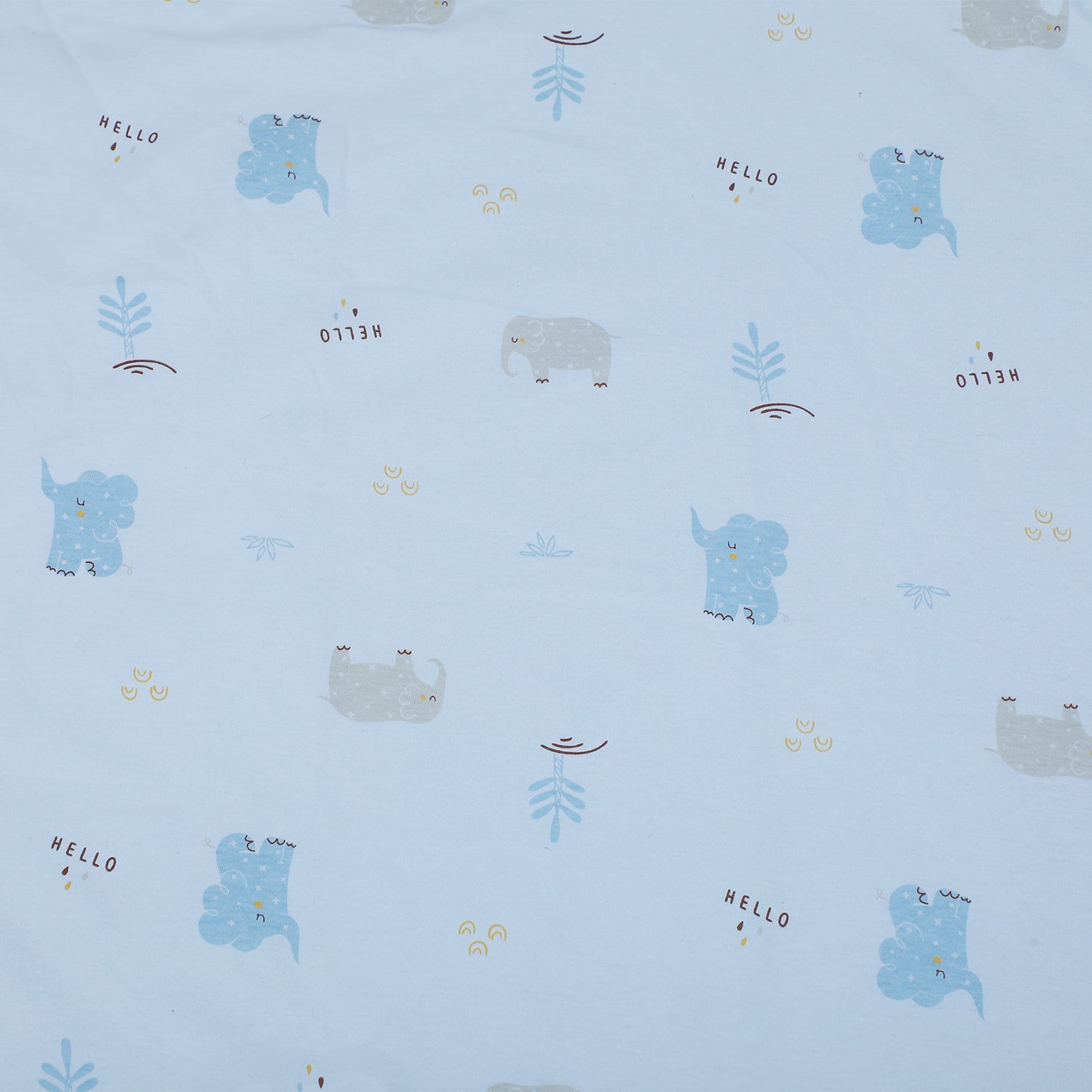 Baby Moo Hello Elephant 100 % Cotton Wrapper - Blue - Baby Moo