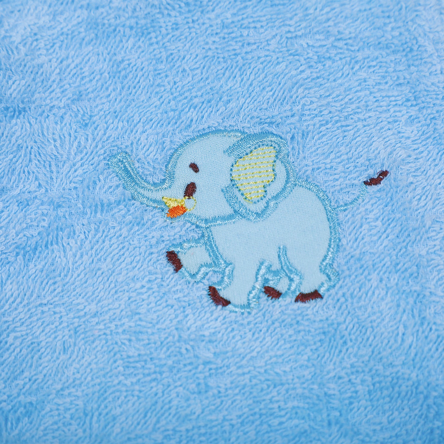 Baby Moo Playing Elephant Embroidered Half Sleeves Bathrobe - Blue - Baby Moo