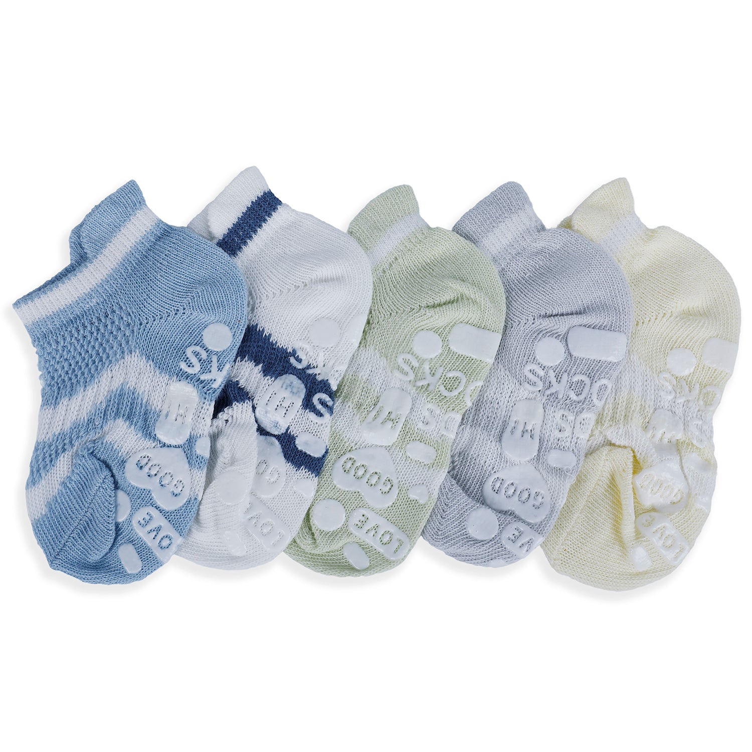 Baby Moo Striped Comfy Anti-Skid Adorable 5 Pack Socks - Multicolour - Baby Moo