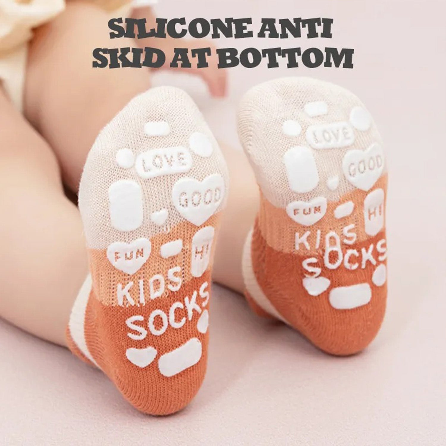 Baby Moo Monochrome Stylish Anti-Skid Adorable 5 Pack Socks - Multicolour