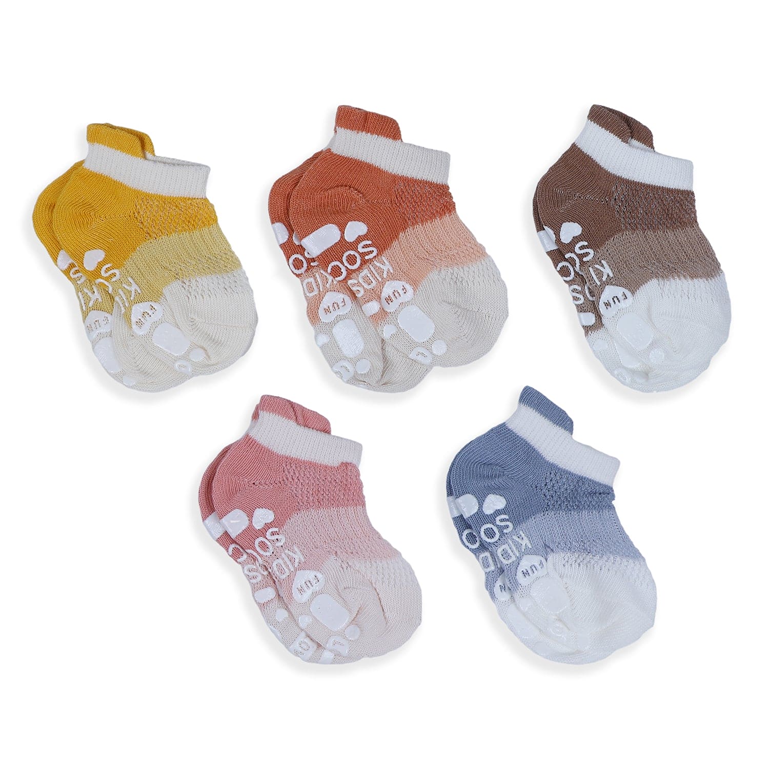 Baby Moo Monochrome Stylish Anti-Skid Adorable 5 Pack Socks - Multicolour - Baby Moo