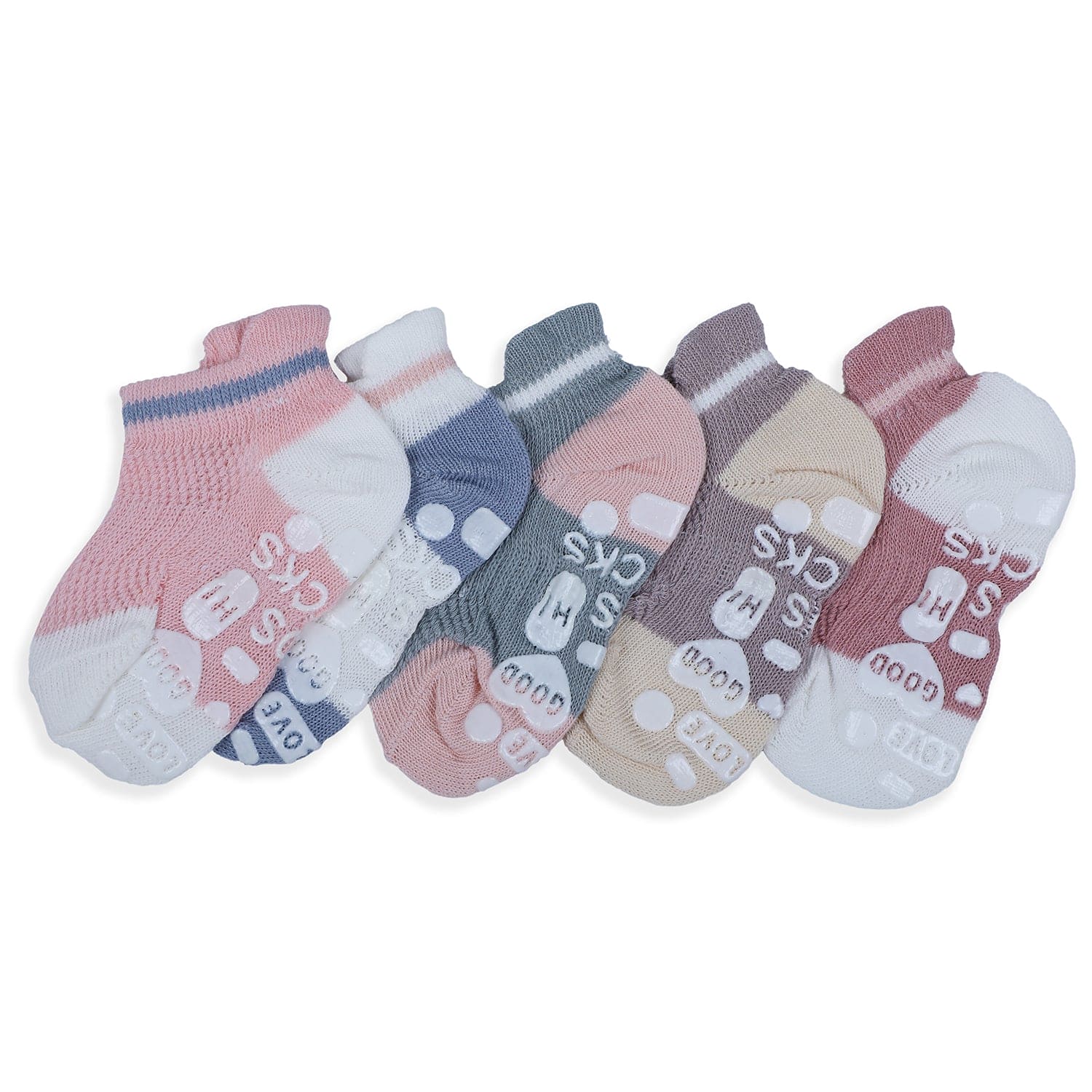 Baby Moo Colour Blocked Soft Anti-Skid Adorable 5 Pack Socks - Multicolour - Baby Moo