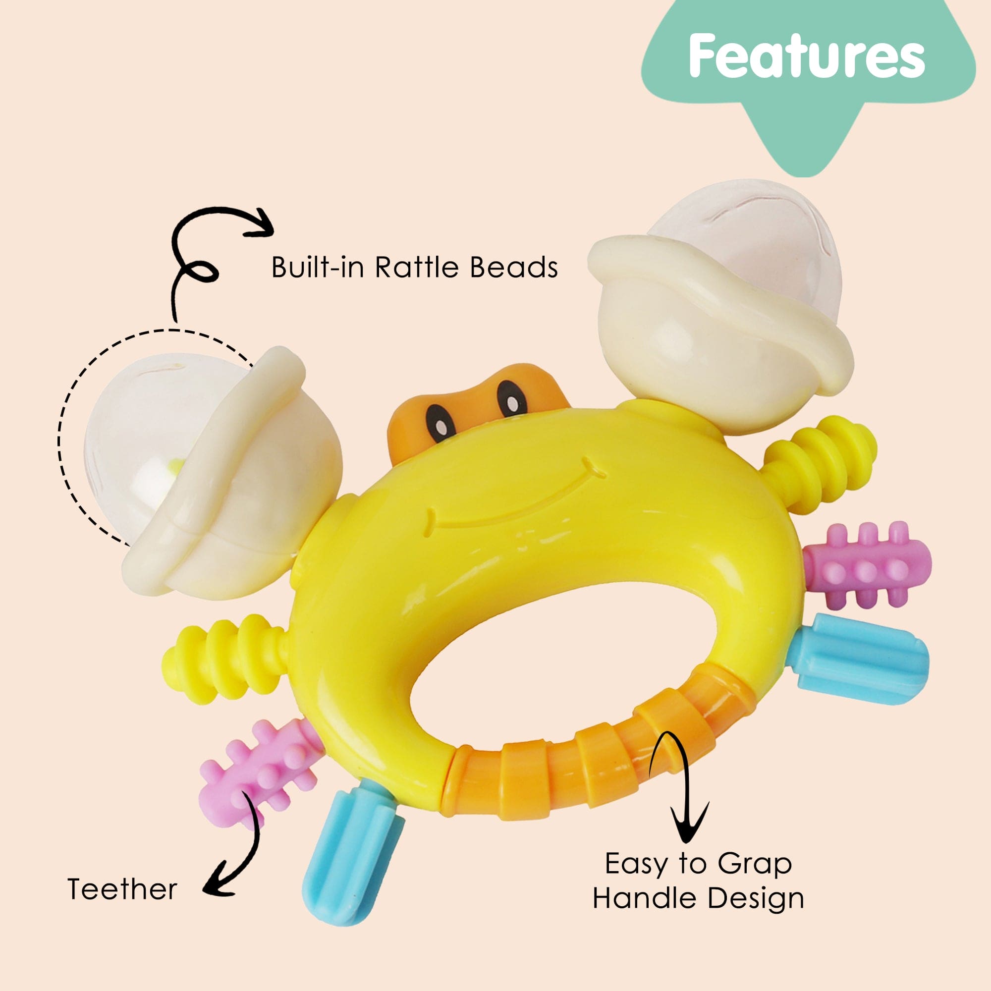 Crab Multicolour Rattle Toy