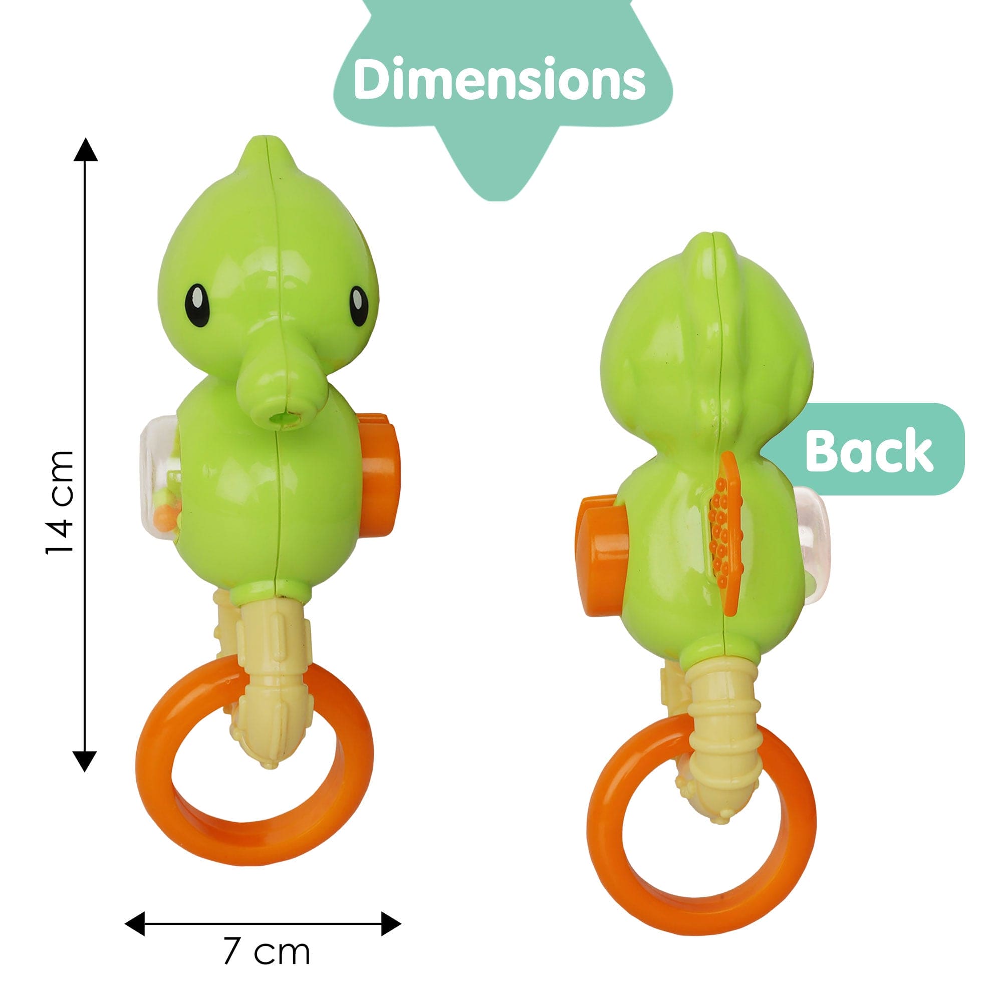 Seahorse Green Rattle Toy