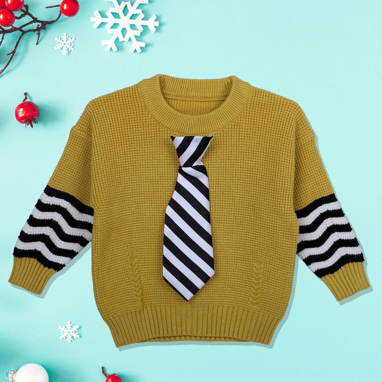 Baby Moo Mustard Knitted Sweater Kids Warm Wear Online