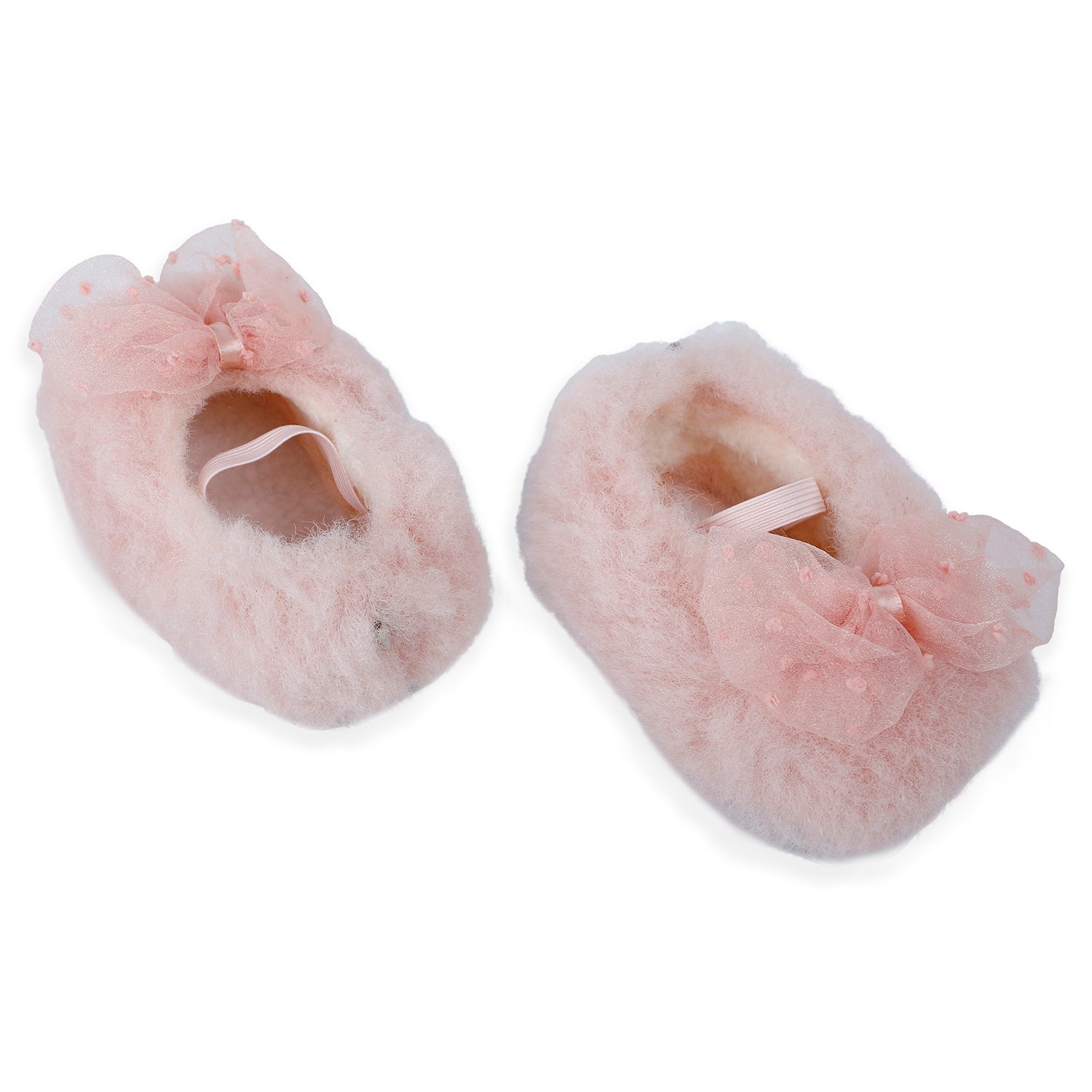 Baby Moo Bow Applique Warm Furry Booties - Pink - Baby Moo