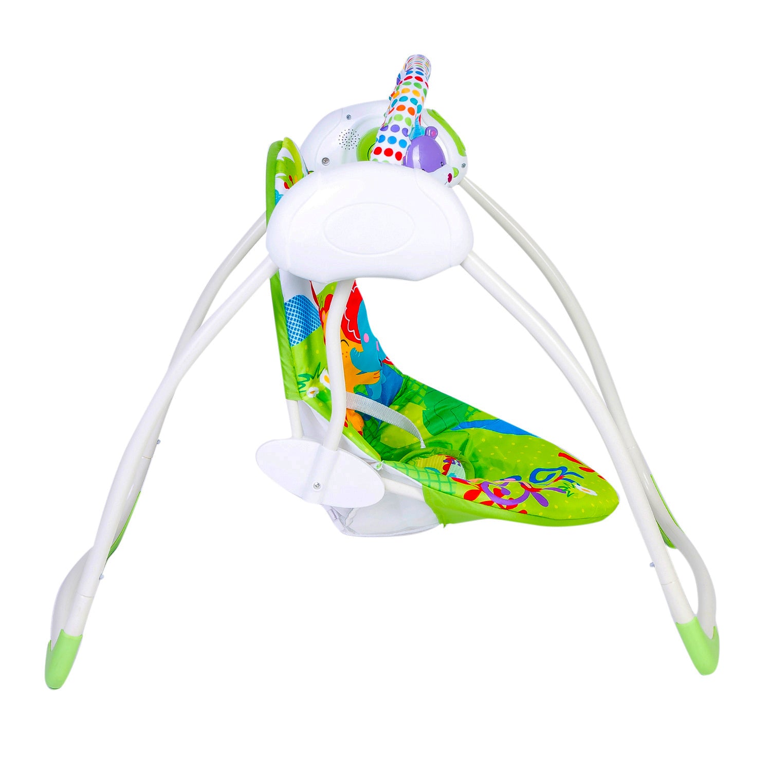 Bright Stars Foldable Musical Comfortable Swing With Animals Green