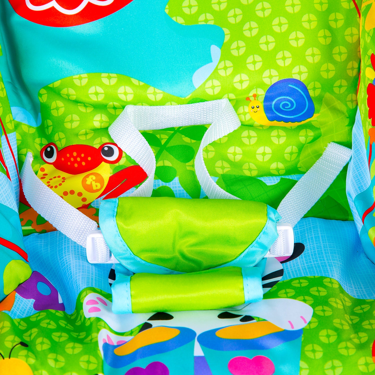 Newborn To Toddler Portable Bouncer With Hanging Toys Blue & Green