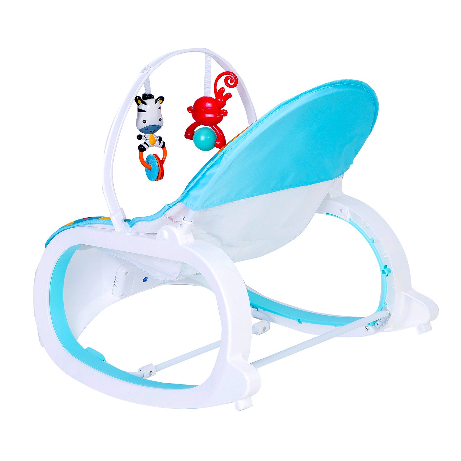 Infant To Toddler Polka Dots Happy Baby Bouncer With Hanging Toys Blue
