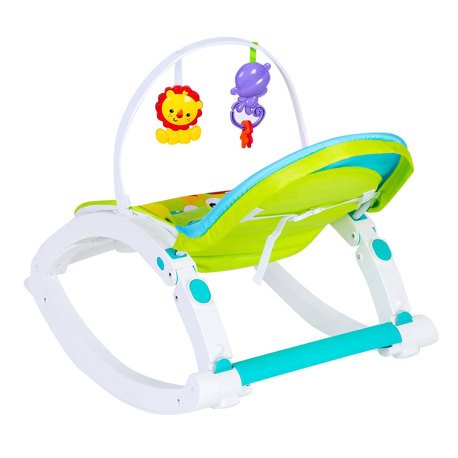 Newborn To Toddler Happy Baby Bouncer With Hanging Toys Green