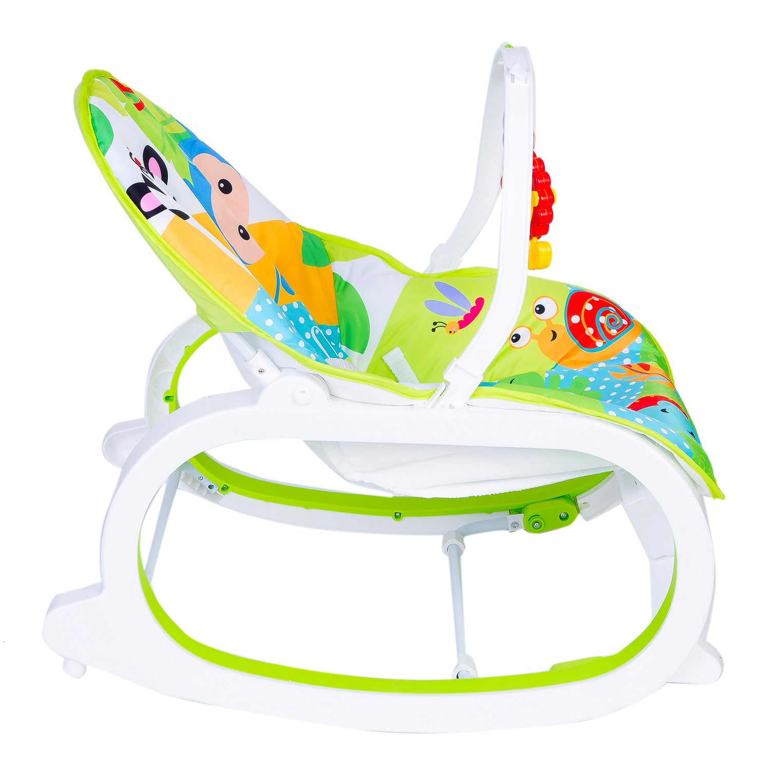 Infant To Toddler Happy Baby Bouncer With Hanging Toys Green