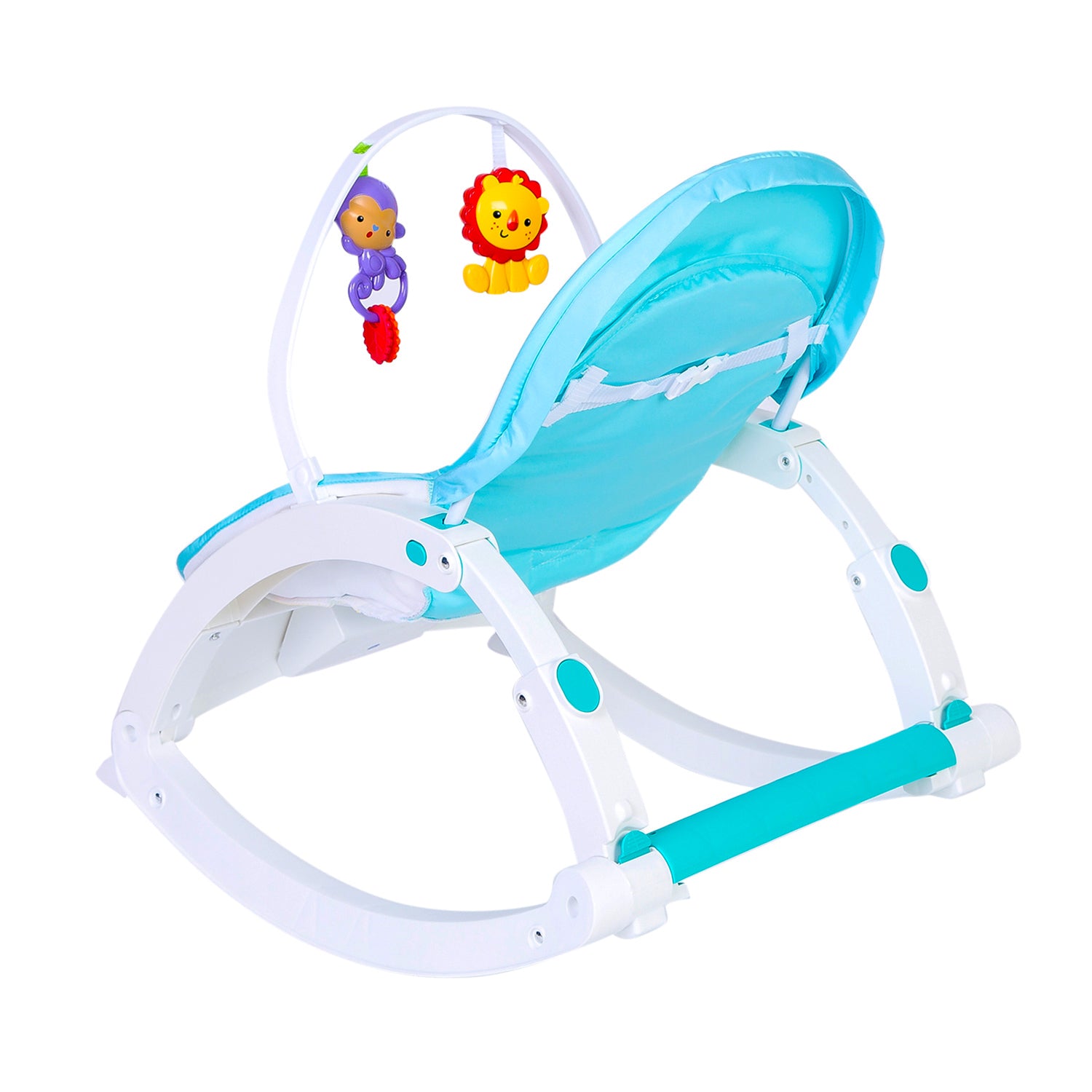 Newborn To Toddler Portable Bouncer With Hanging Toys Abstract Blue