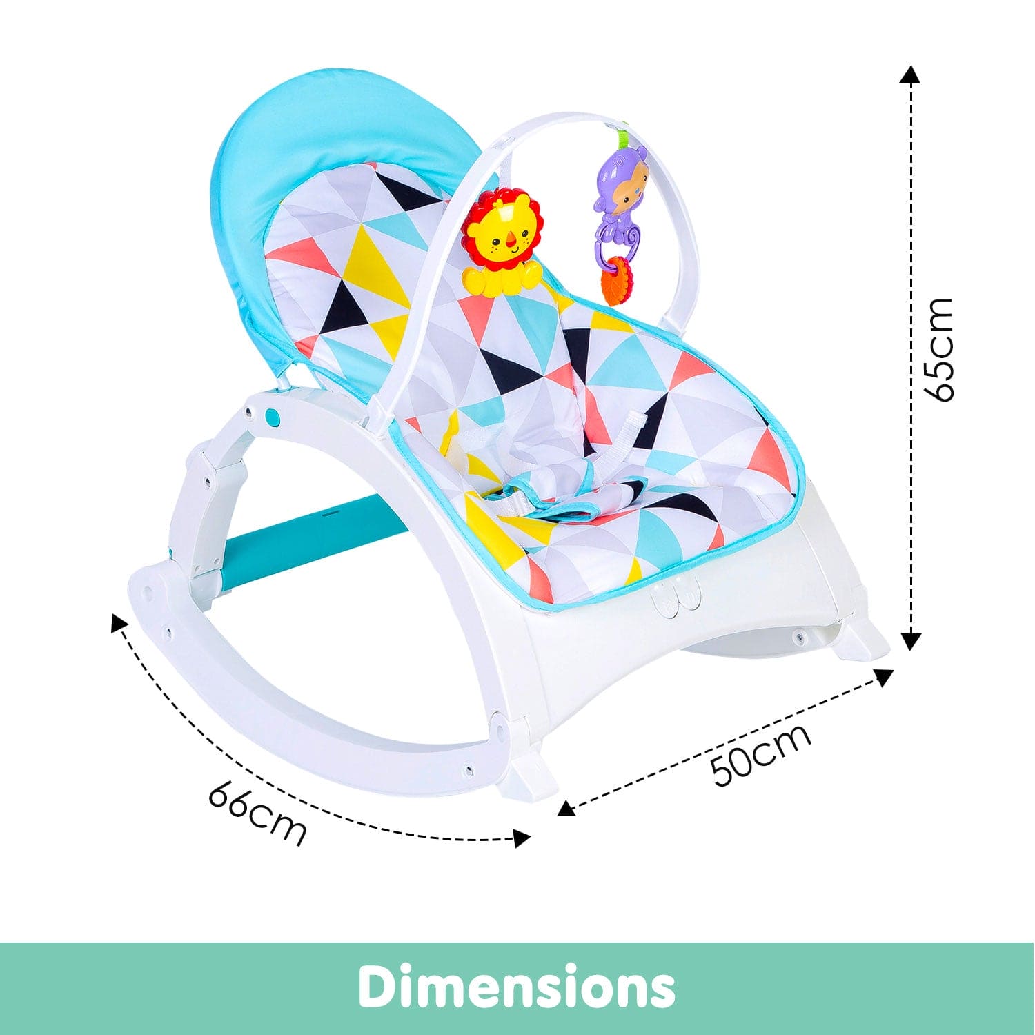 Newborn To Toddler Portable Bouncer With Hanging Toys Abstract Blue