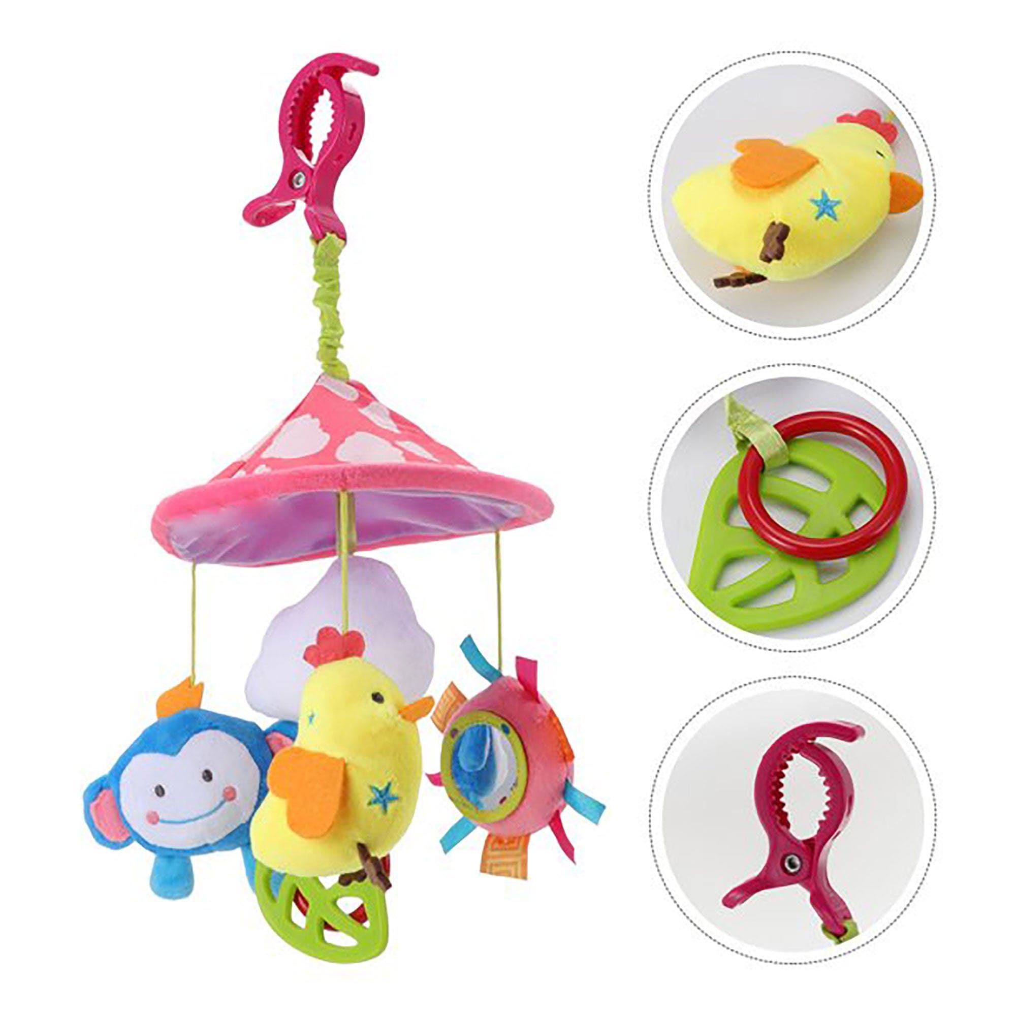 Flappy Hen Bed Hanging Rattle Toy Rotating Cot Mobile - Red