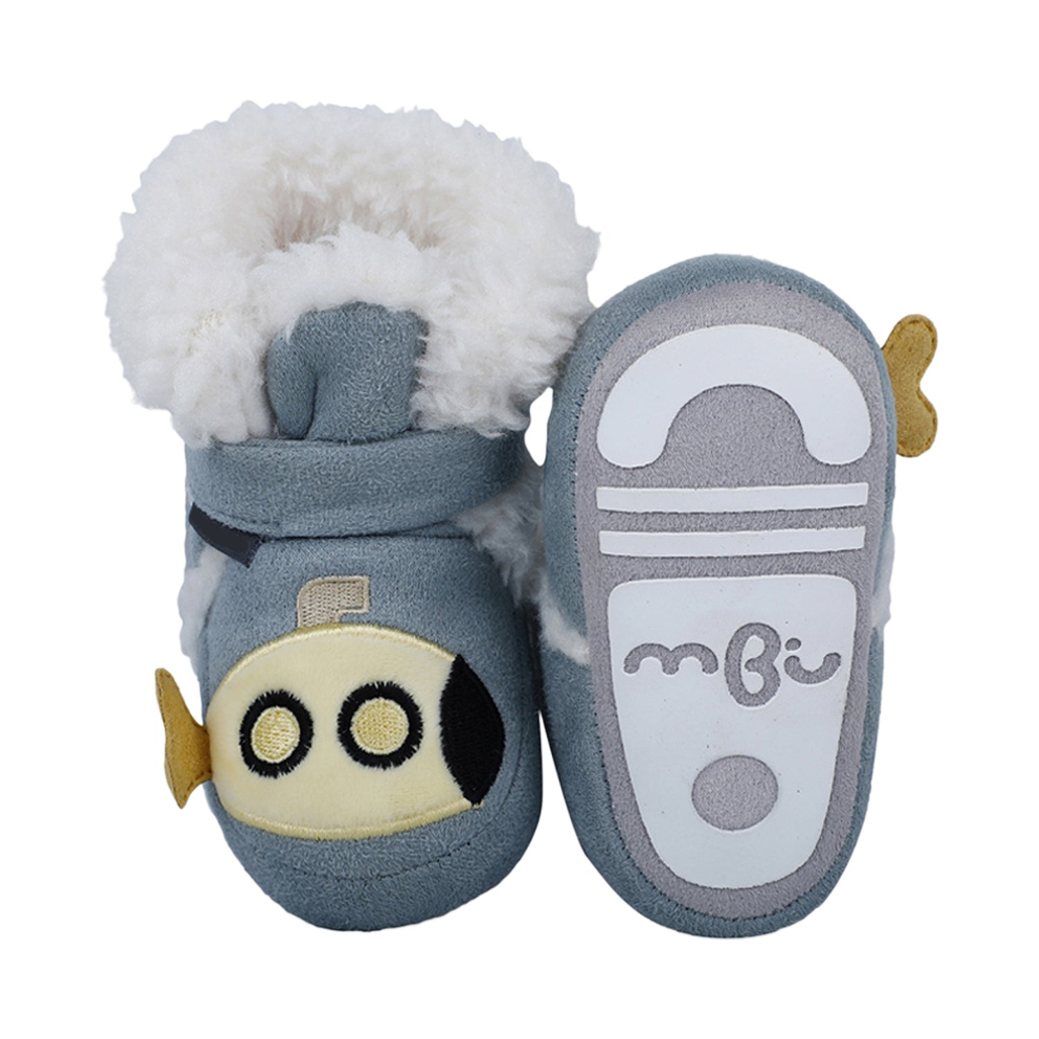 Baby Moo Submarine Velcro Warm Furry Booties - Blue