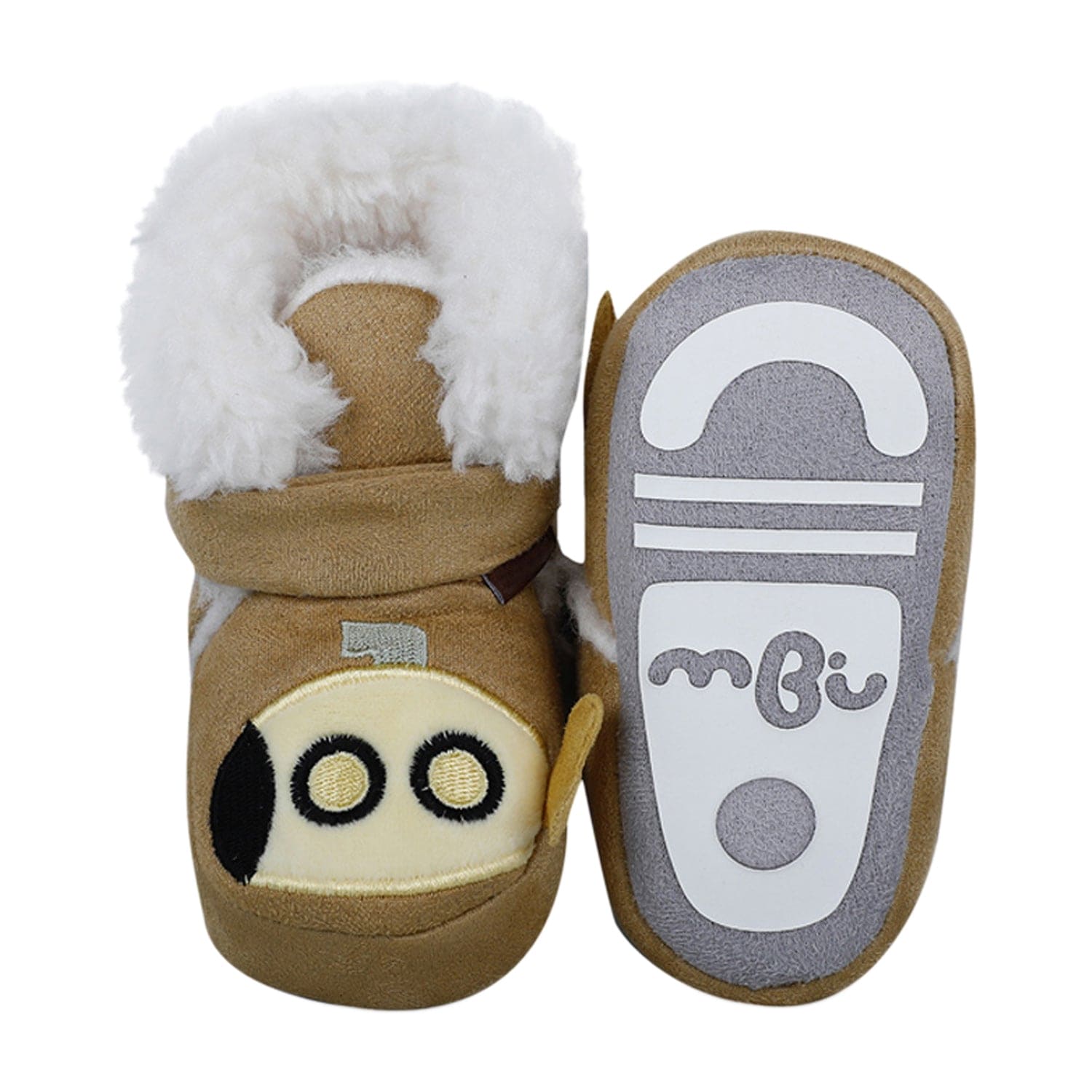 Baby Moo Submarine Velcro Warm Furry Booties - Brown