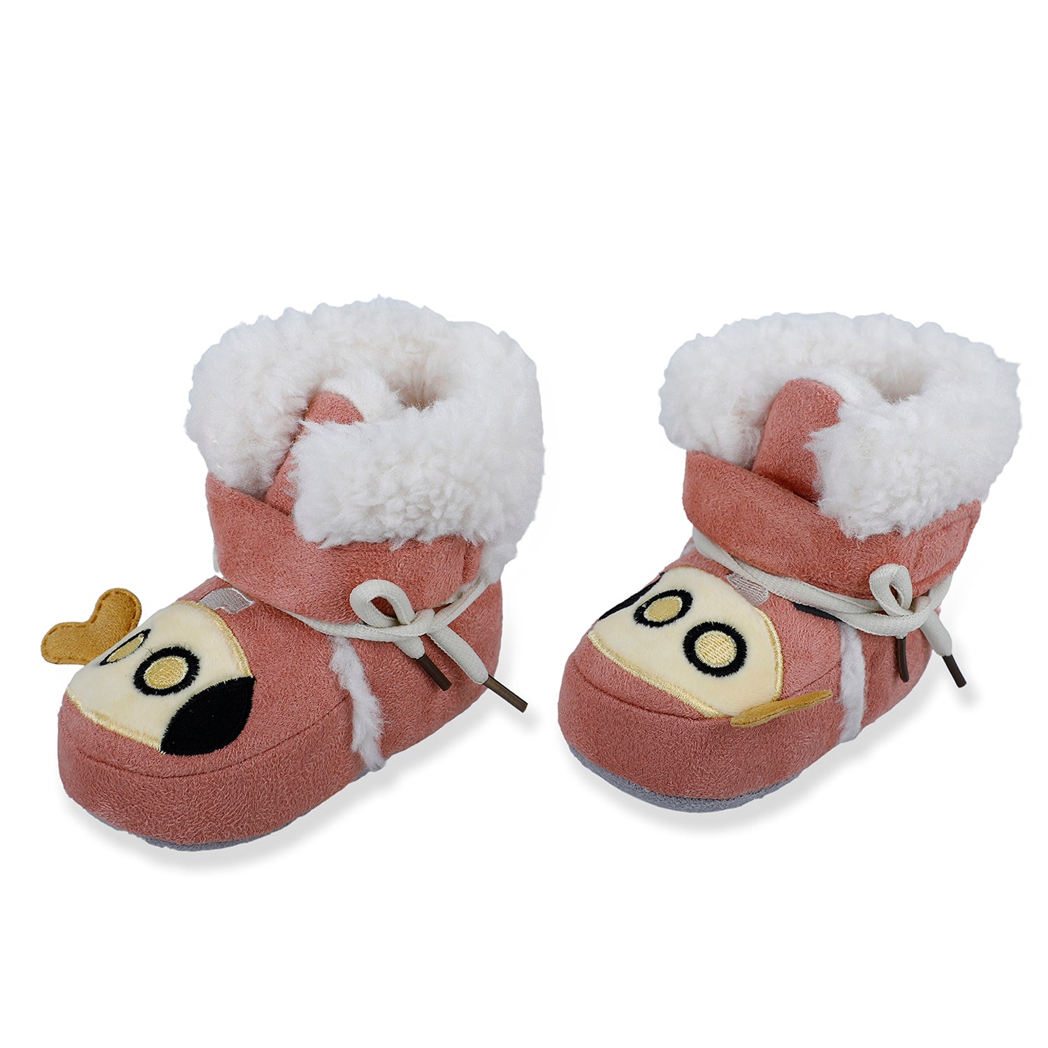 Baby Moo Submarine Velcro Warm Furry Booties - Pink - Baby Moo