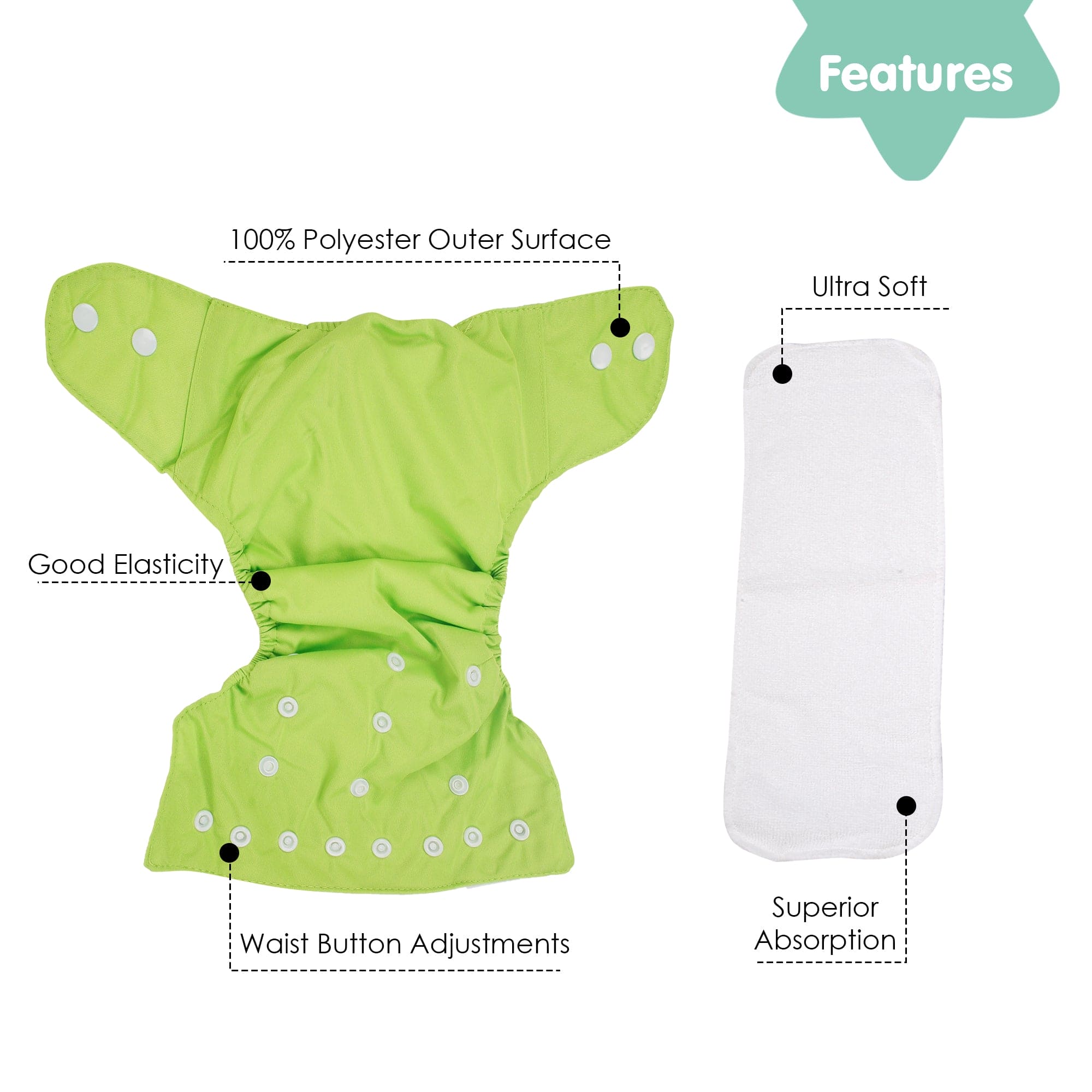 Plain Green Reusable Diaper