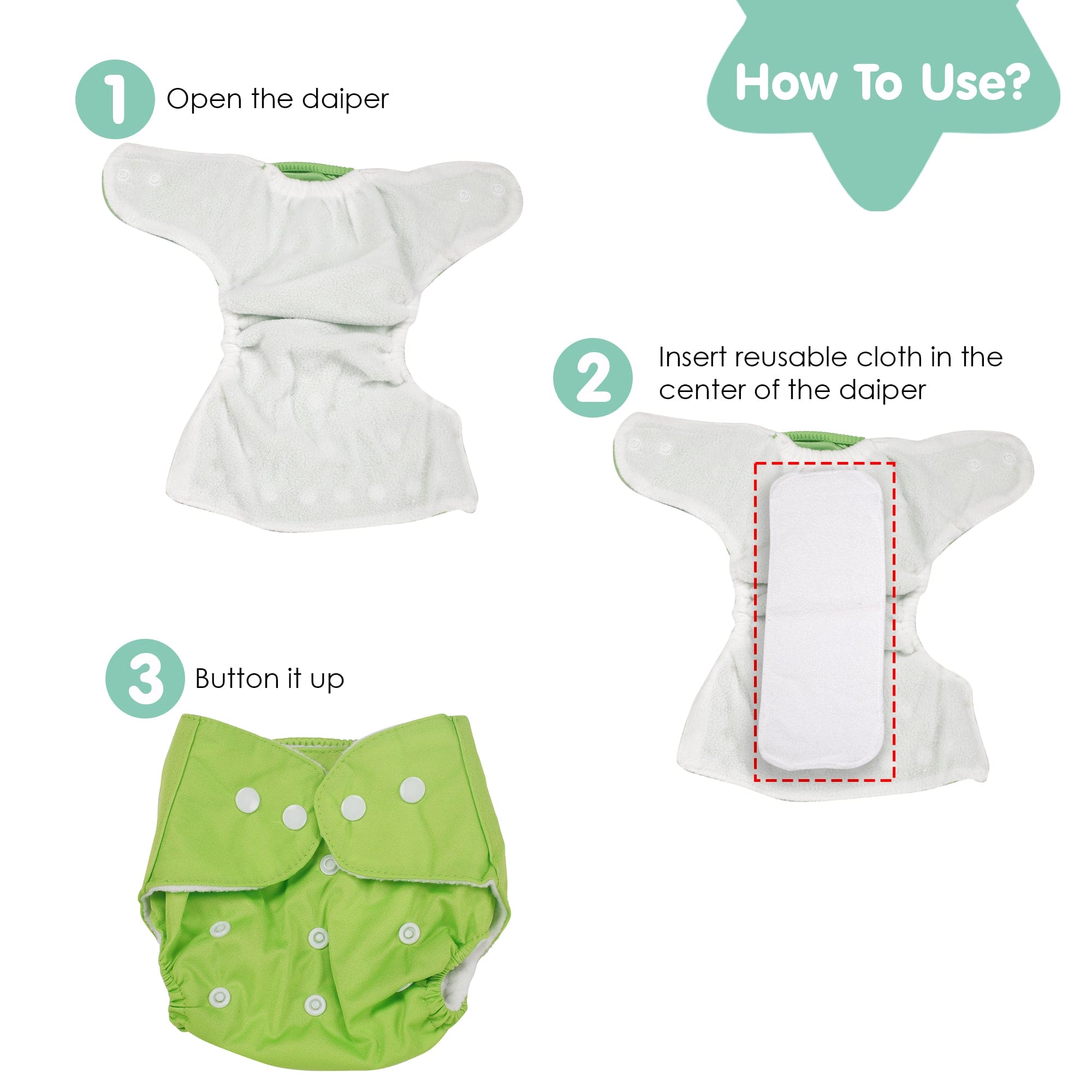 Plain Green Reusable Diaper