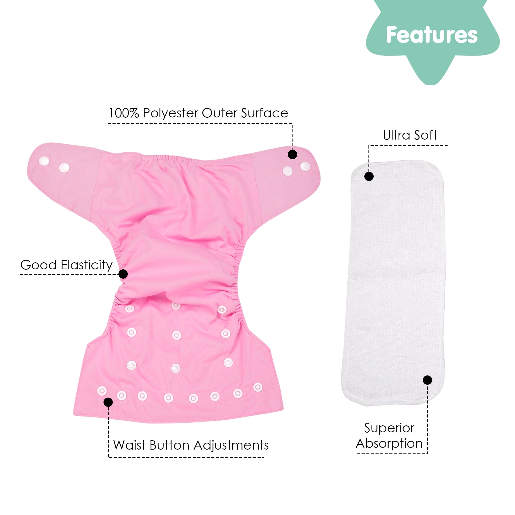 Plain Pink Reusable Diaper