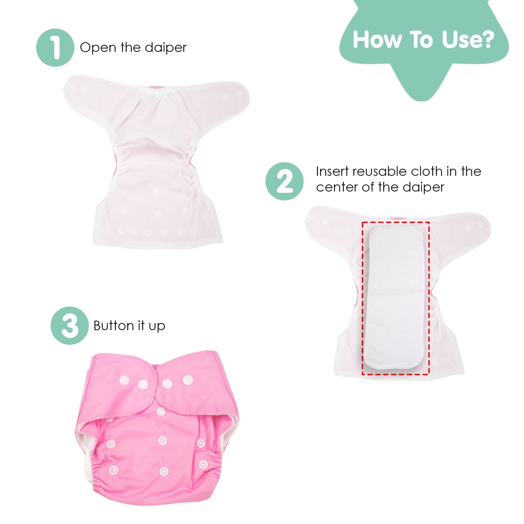 Plain Pink Reusable Diaper