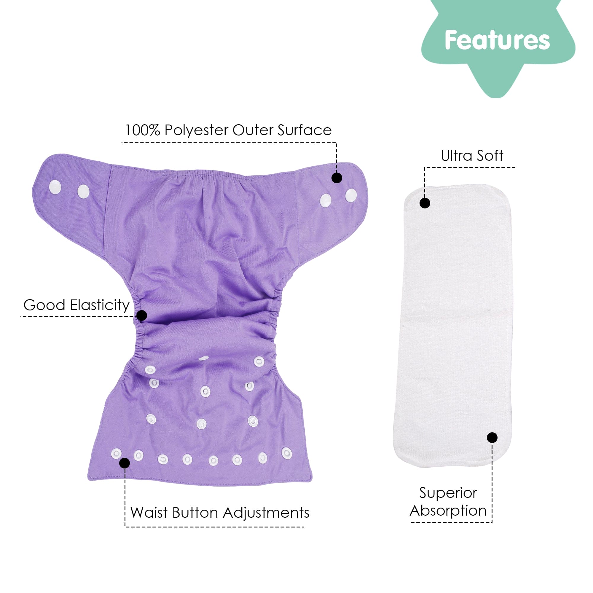 Plain Purple Reusable Diaper