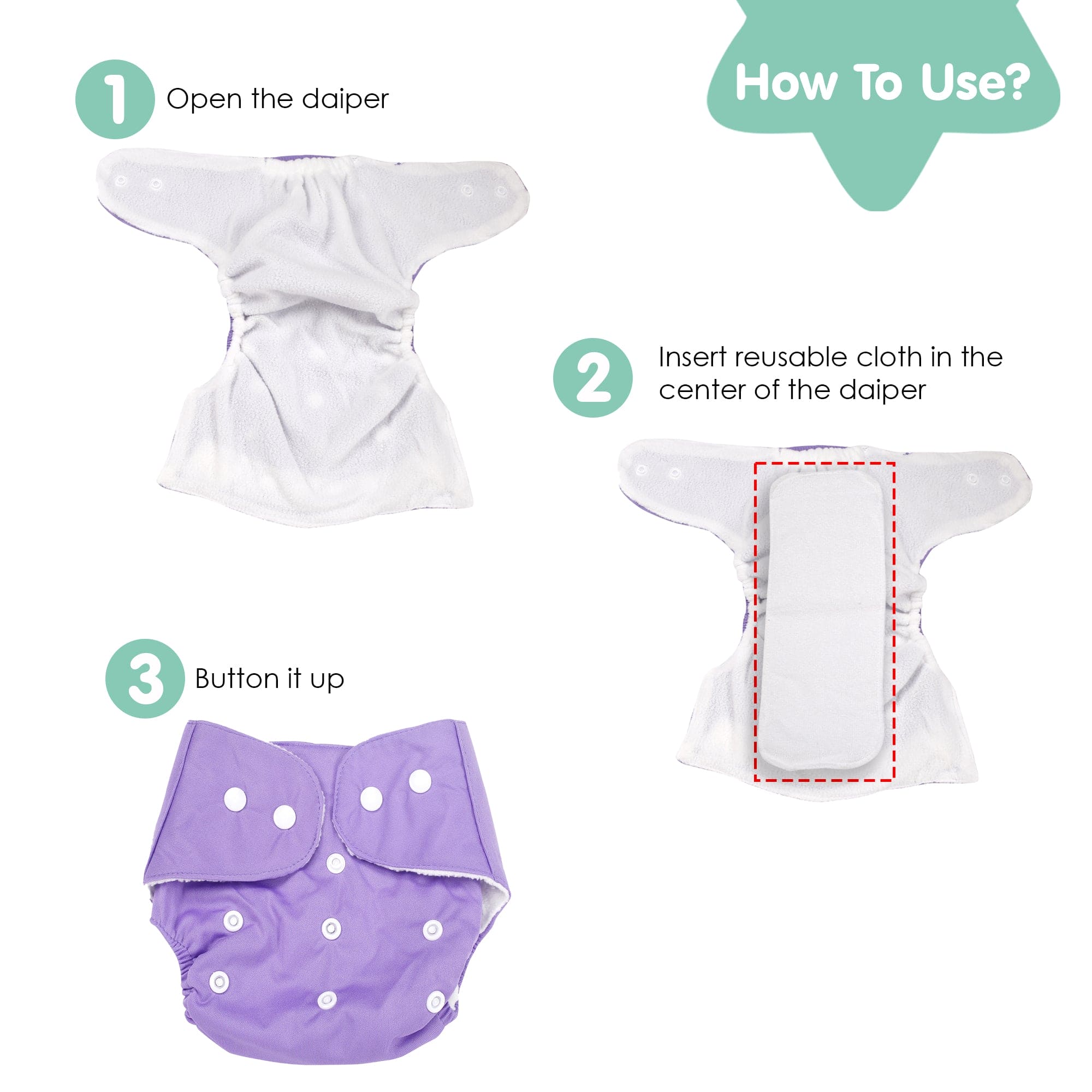 Plain Purple Reusable Diaper