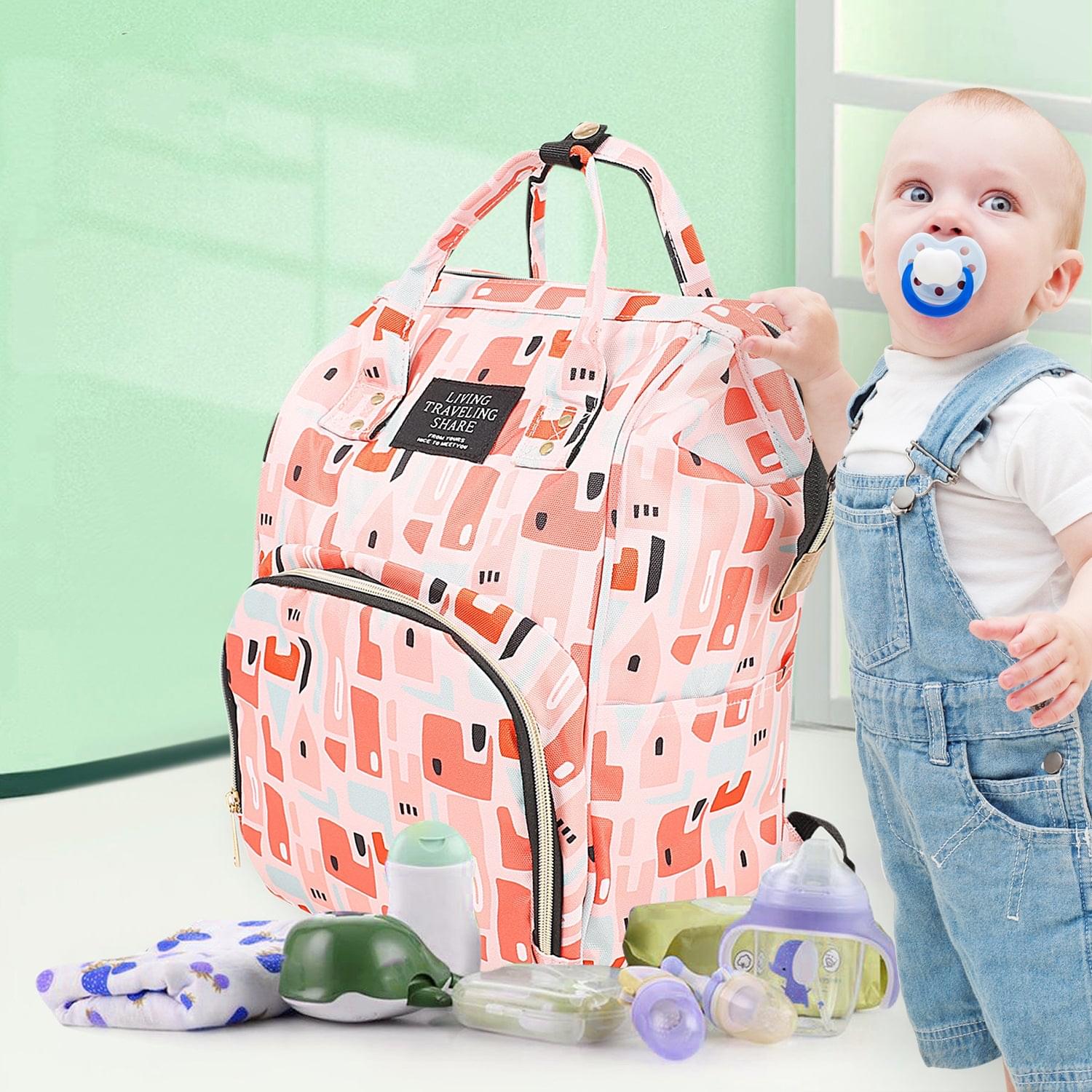 Abstract Peach Diaper Bag - Baby Moo