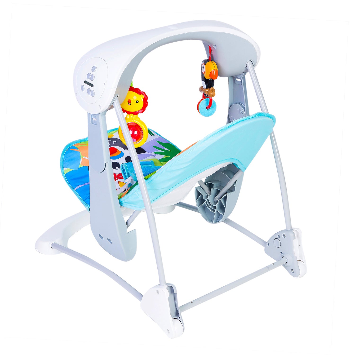 Bright Stars Foldable Musical Comfortable Swing Zoo Print Multicolor