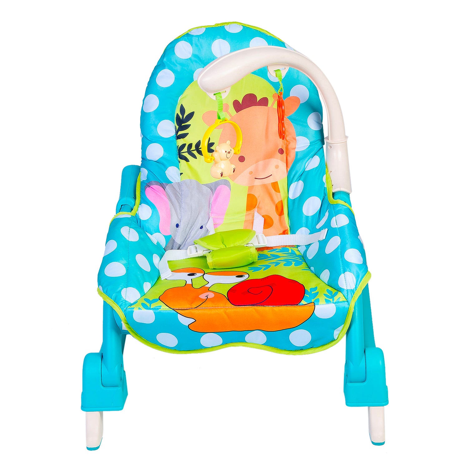 3 Adjustable Level Backrest Musical Baby Rocking Chair Blue Polka Dot