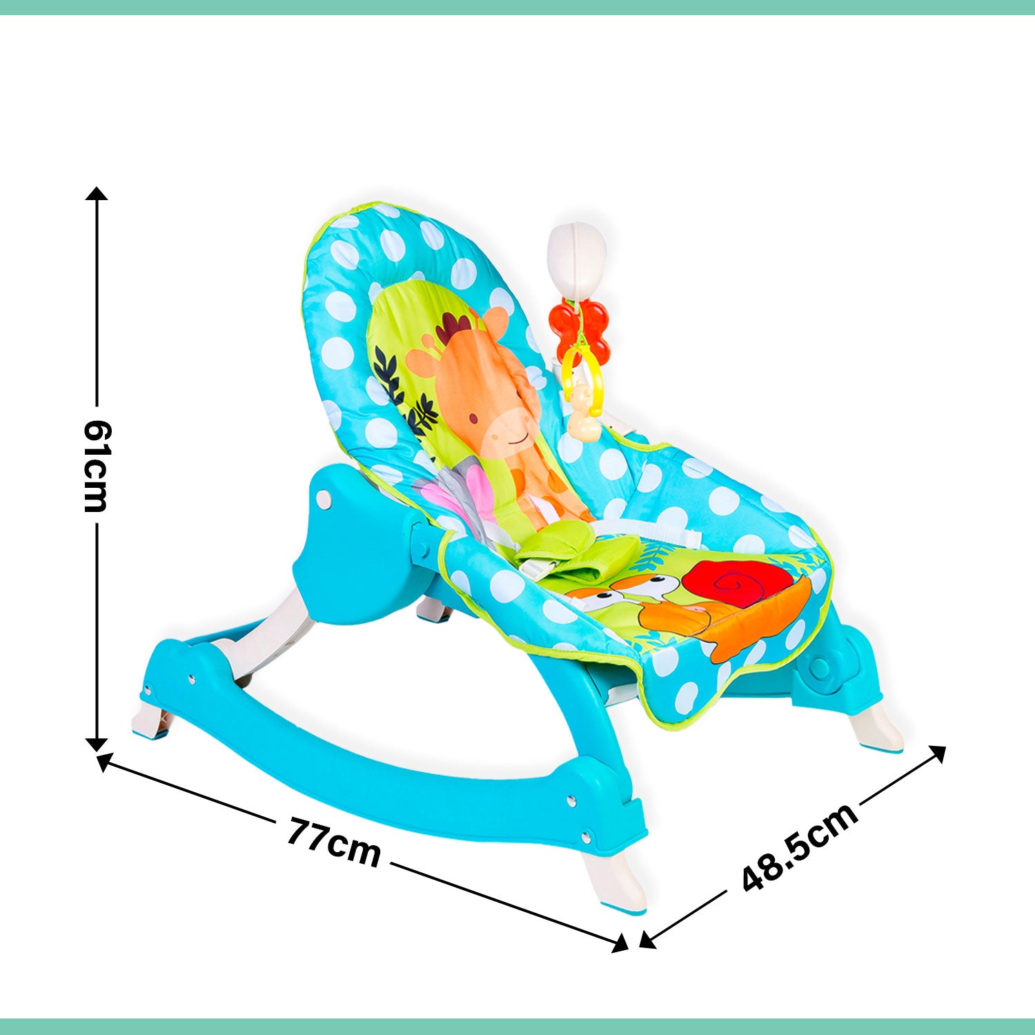 2 In 1 Rocker Cum Feeding Chair 20 Kg Polka Dot Blue