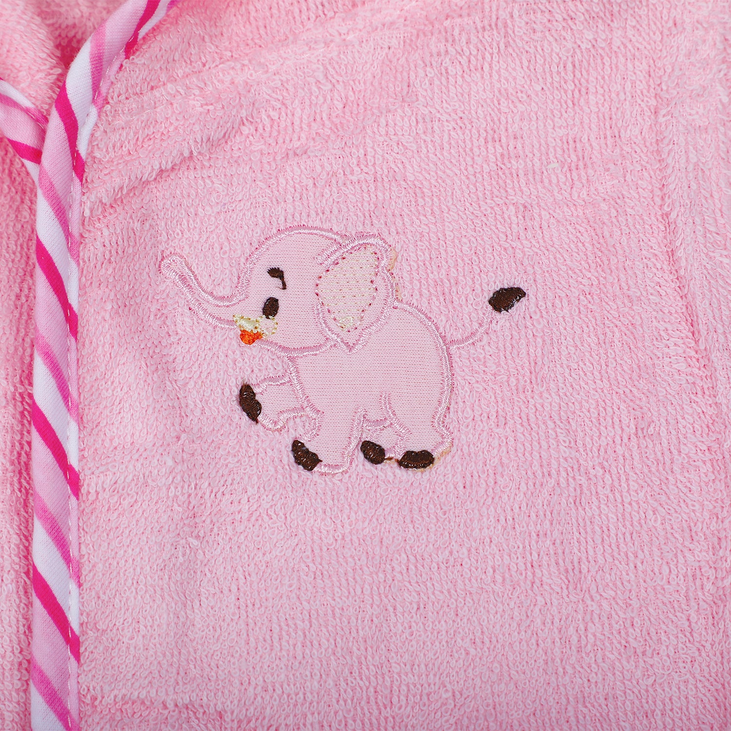 Baby Moo Playing Elephant Embroidered Half Sleeves Bathrobe - Pink - Baby Moo