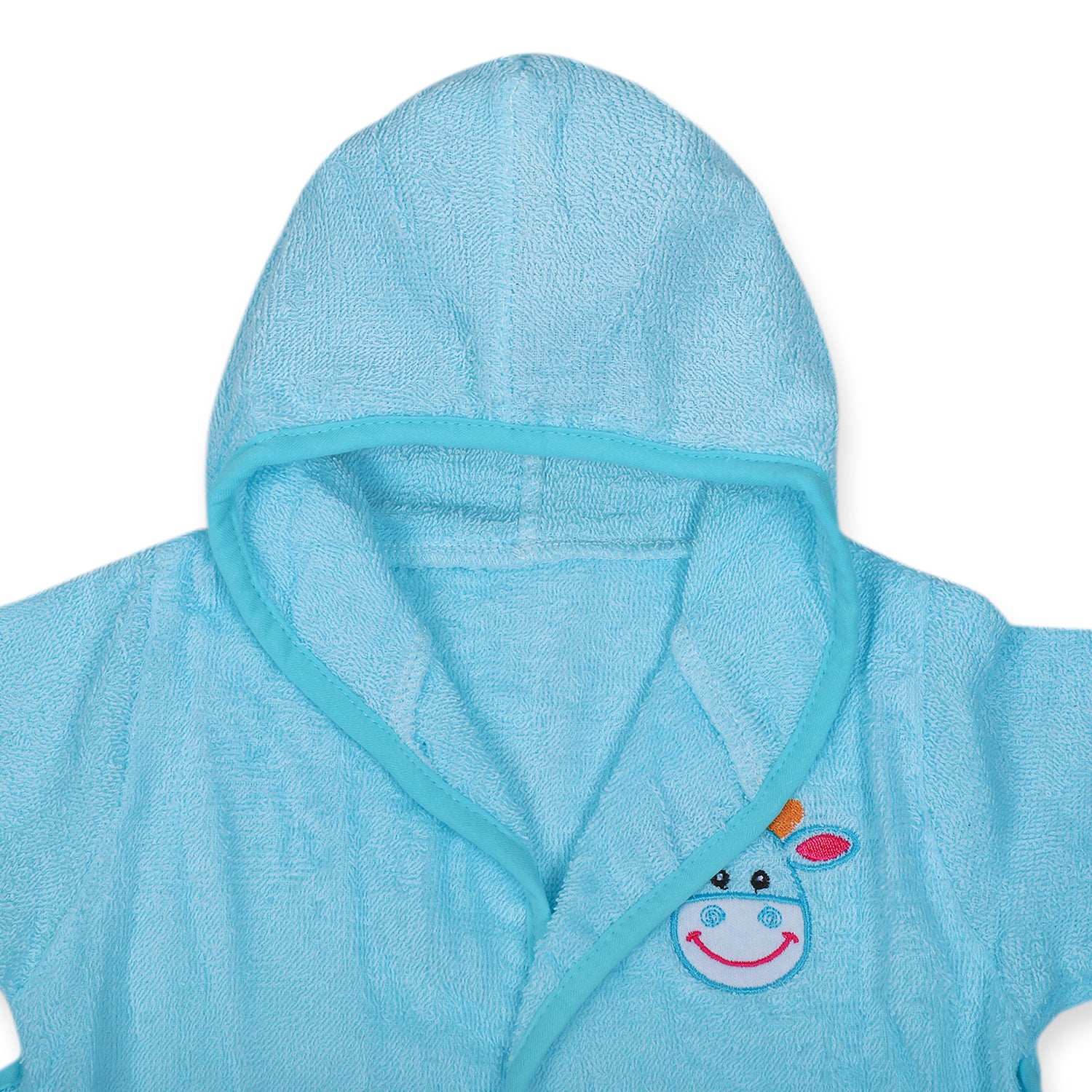 Baby Moo Blushing Cow Embroidered Half Sleeves Bathrobe - Turquoise - Baby Moo