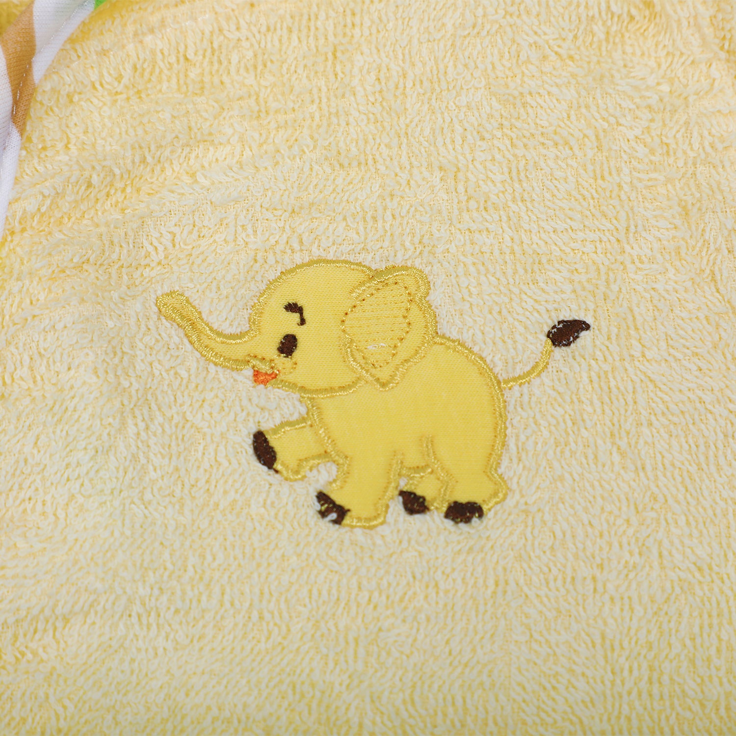 Baby Moo Playing Elephant Embroidered Half Sleeves Bathrobe - Yellow - Baby Moo