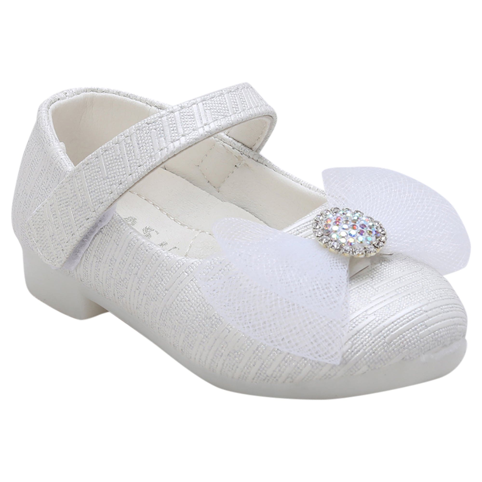 Amazon Baby Girl Ballet Shoes Baby Moo Royal Rhinestone Bow Velcro Strap Anti-Skid Ballerina Shoes White