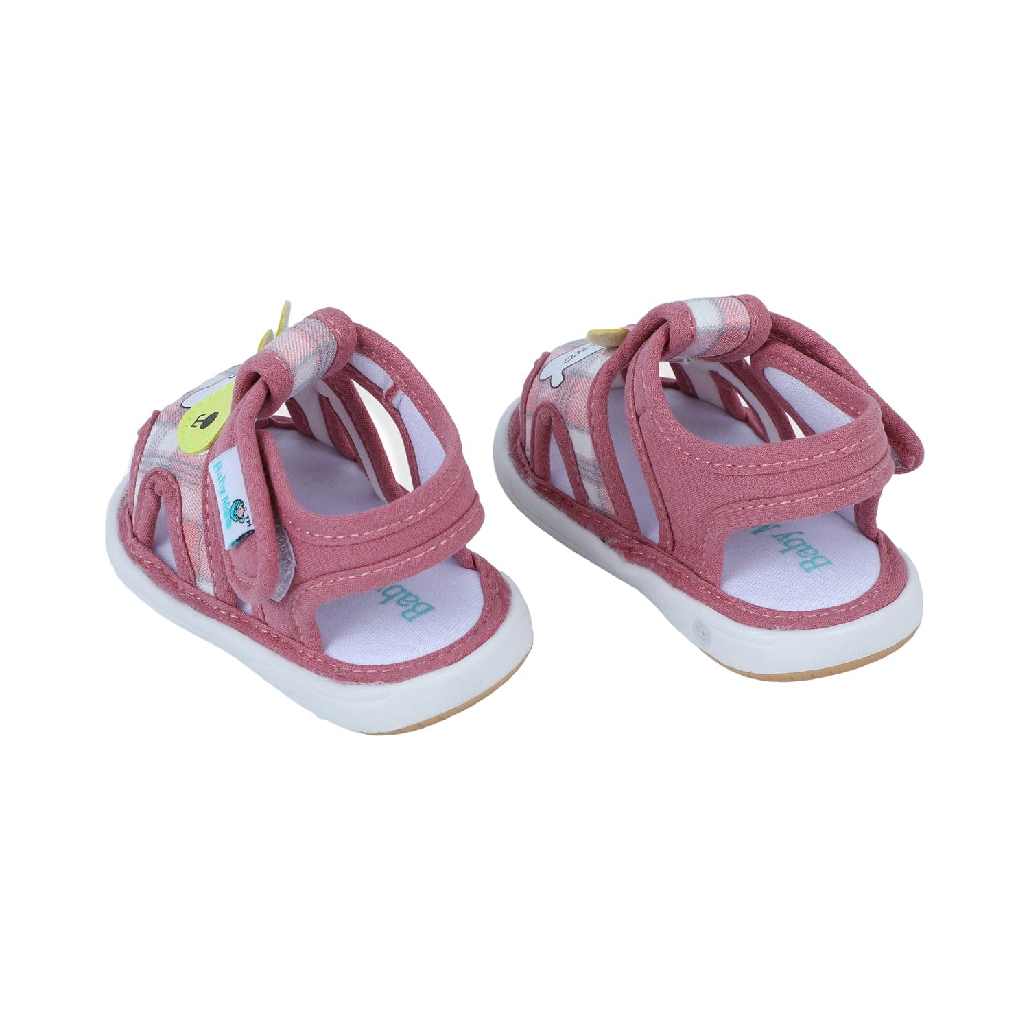 Baby Moo Cute Puppy Checked Chu-Chu Sound Breathable Anti-Skid Sandals - Pink