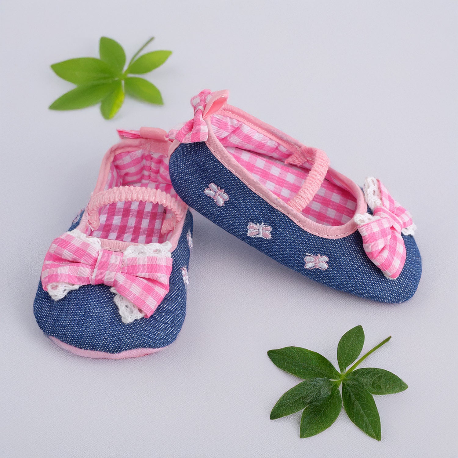 Baby Moo Butterfly Bow Pink And Blue Booties