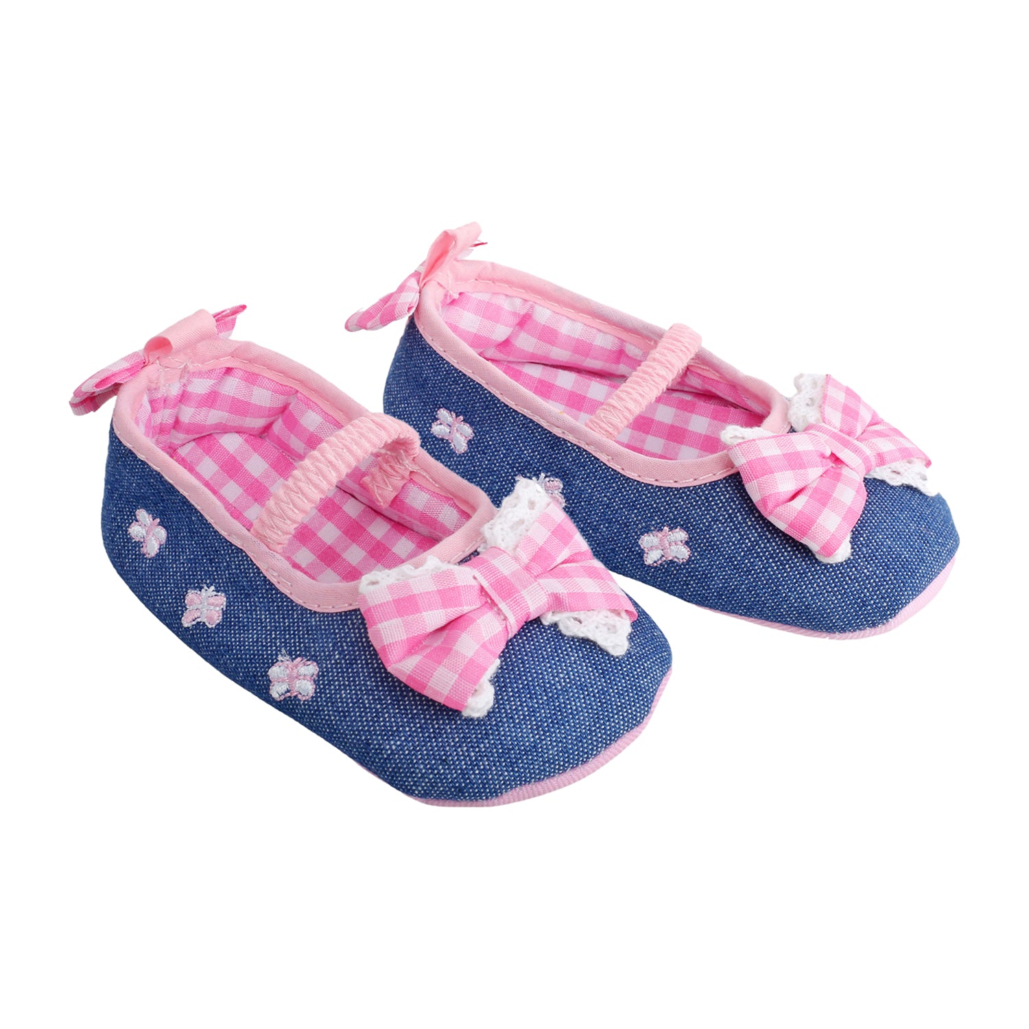 Baby Moo Butterfly Bow Pink And Blue Booties