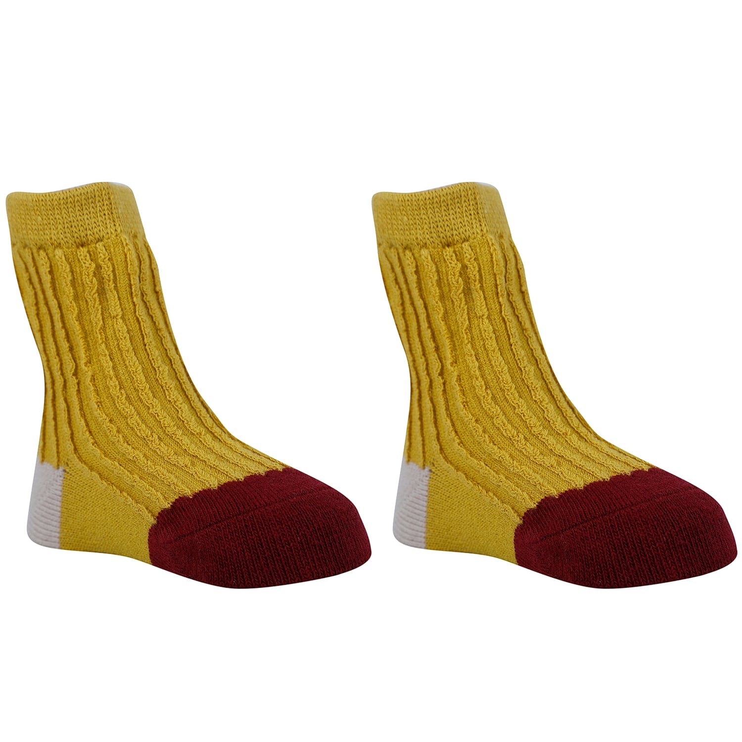 Baby Moo Colour Block Ribbed Soft Socks Pack of 2 - Yellow, Grey