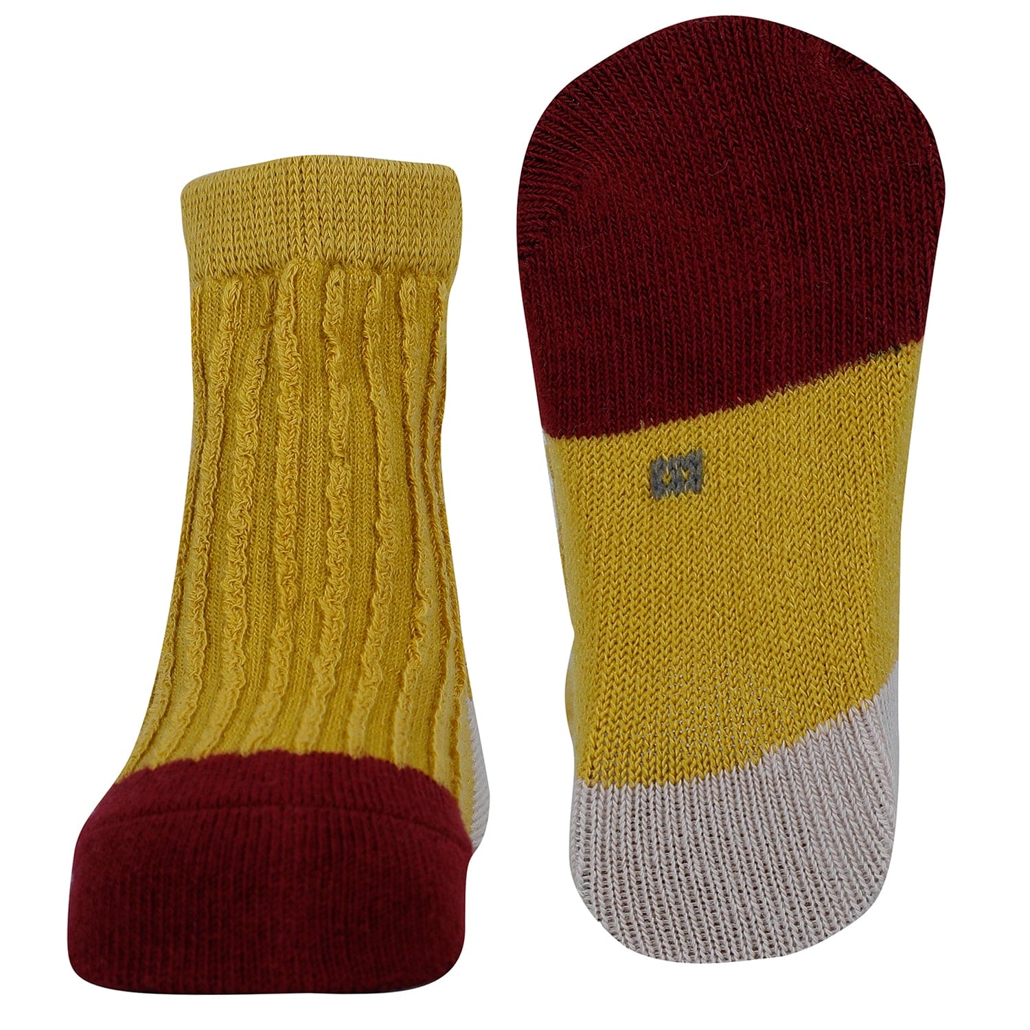 Baby Moo Colour Block Ribbed Soft Socks Pack of 2 - Yellow, Grey