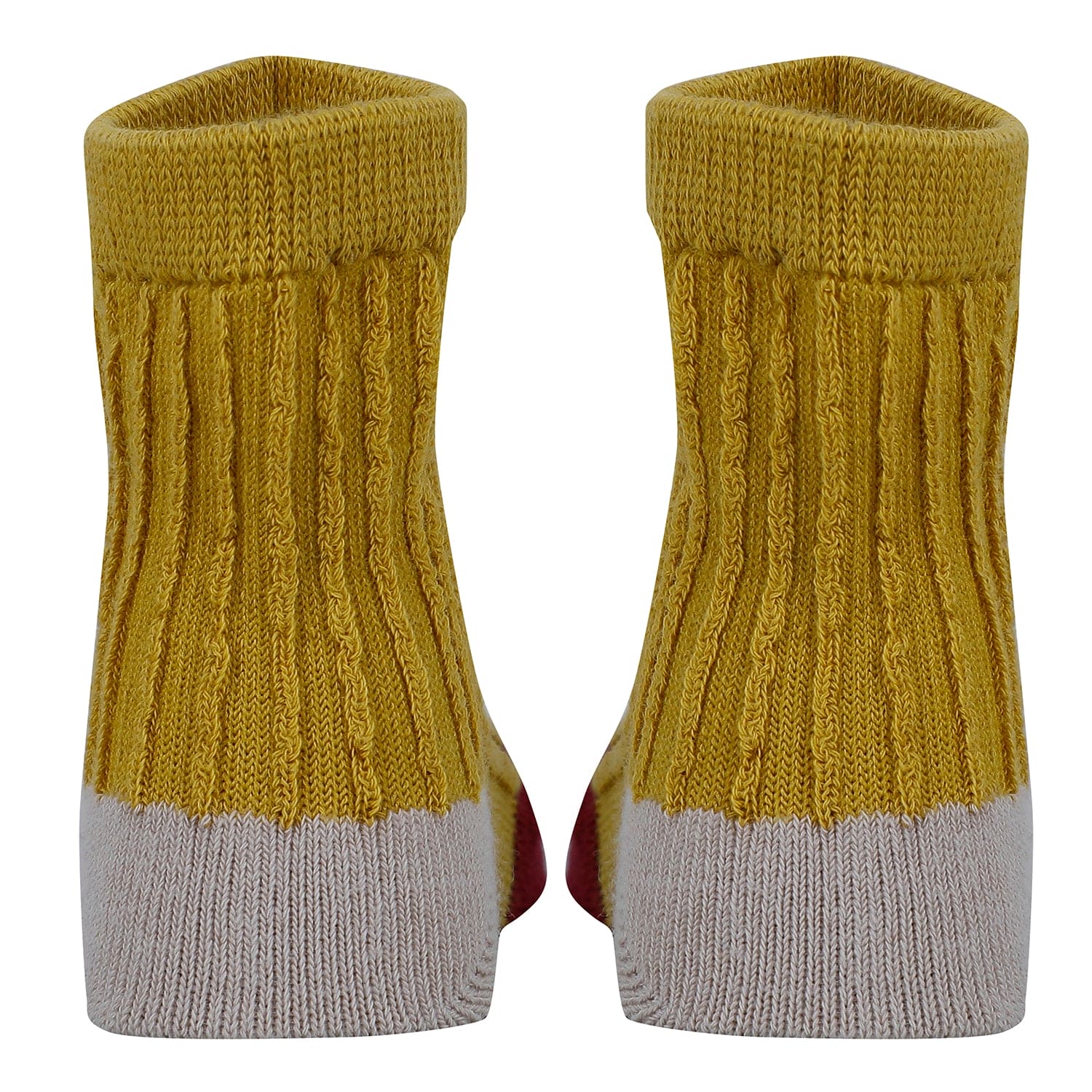 Baby Moo Colour Block Ribbed Soft Socks Pack of 2 - Yellow, Grey