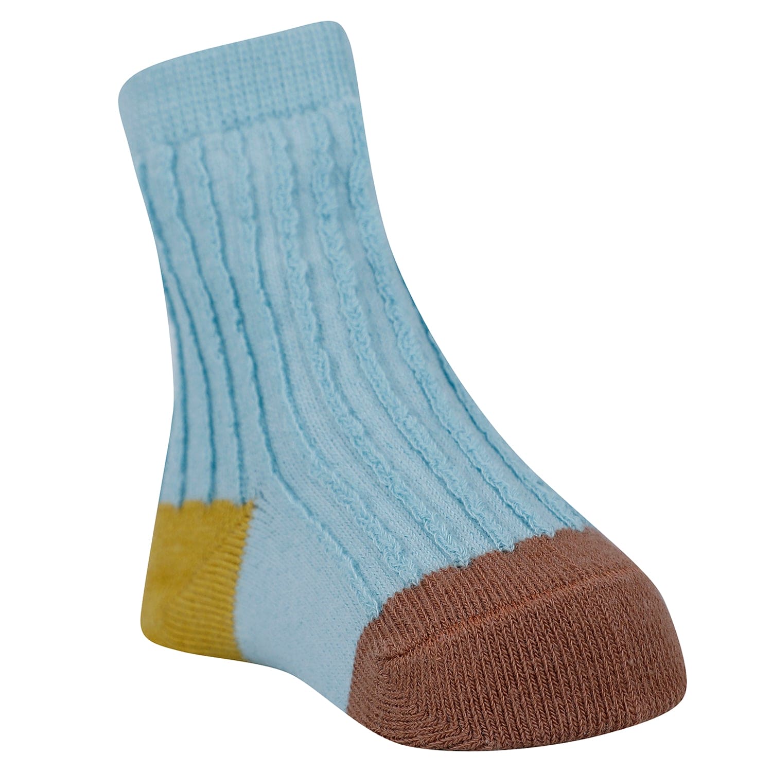 Baby Moo Colour Block Ribbed Soft Socks Pack of 2 - Cream, Blue