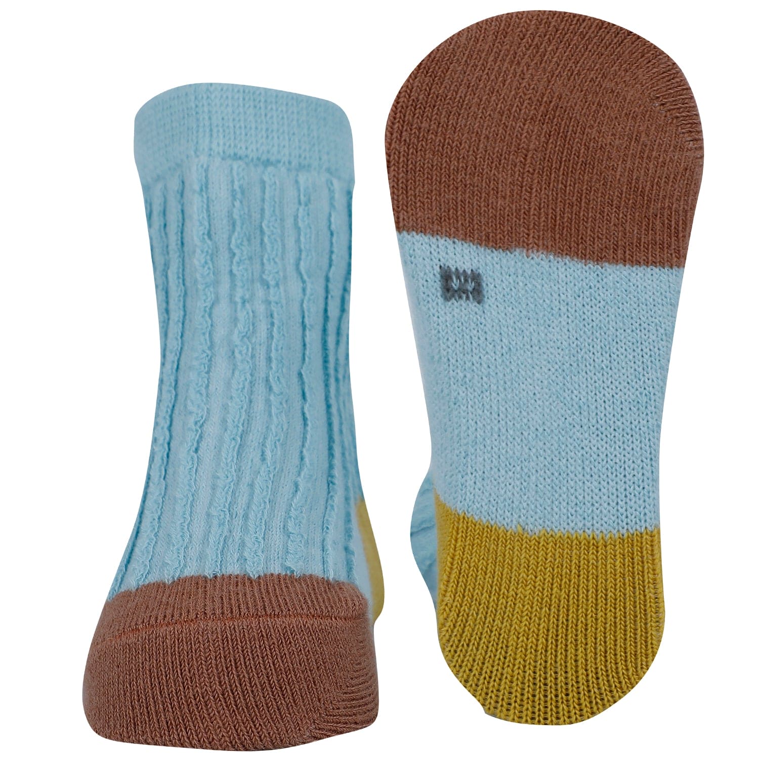 Baby Moo Colour Block Ribbed Soft Socks Pack of 2 - Cream, Blue